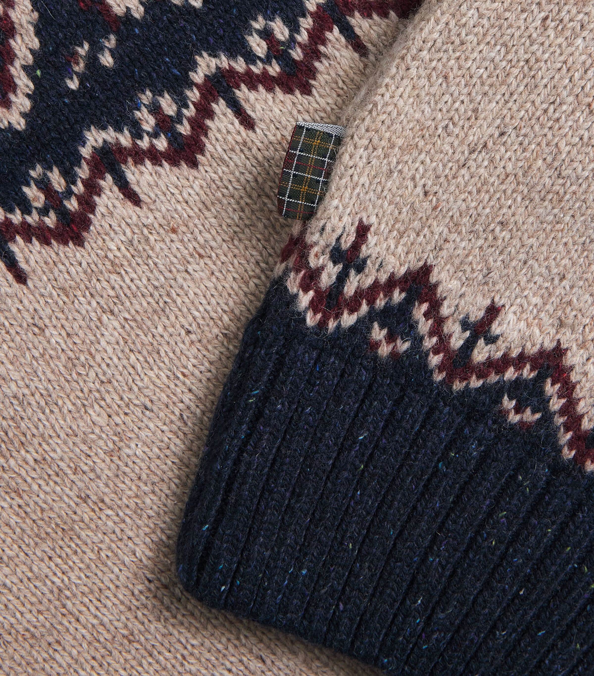 Barbour Mens Wool-Blend Tisbury Fair Isle Sweater Navy Image 6