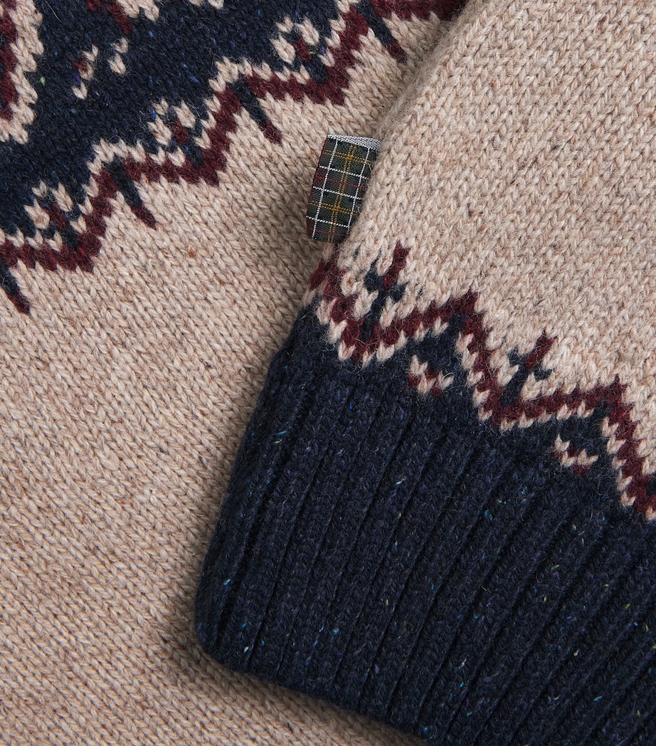 Barbour Mens Wool-Blend Tisbury Fair Isle Sweater Navy Image 6