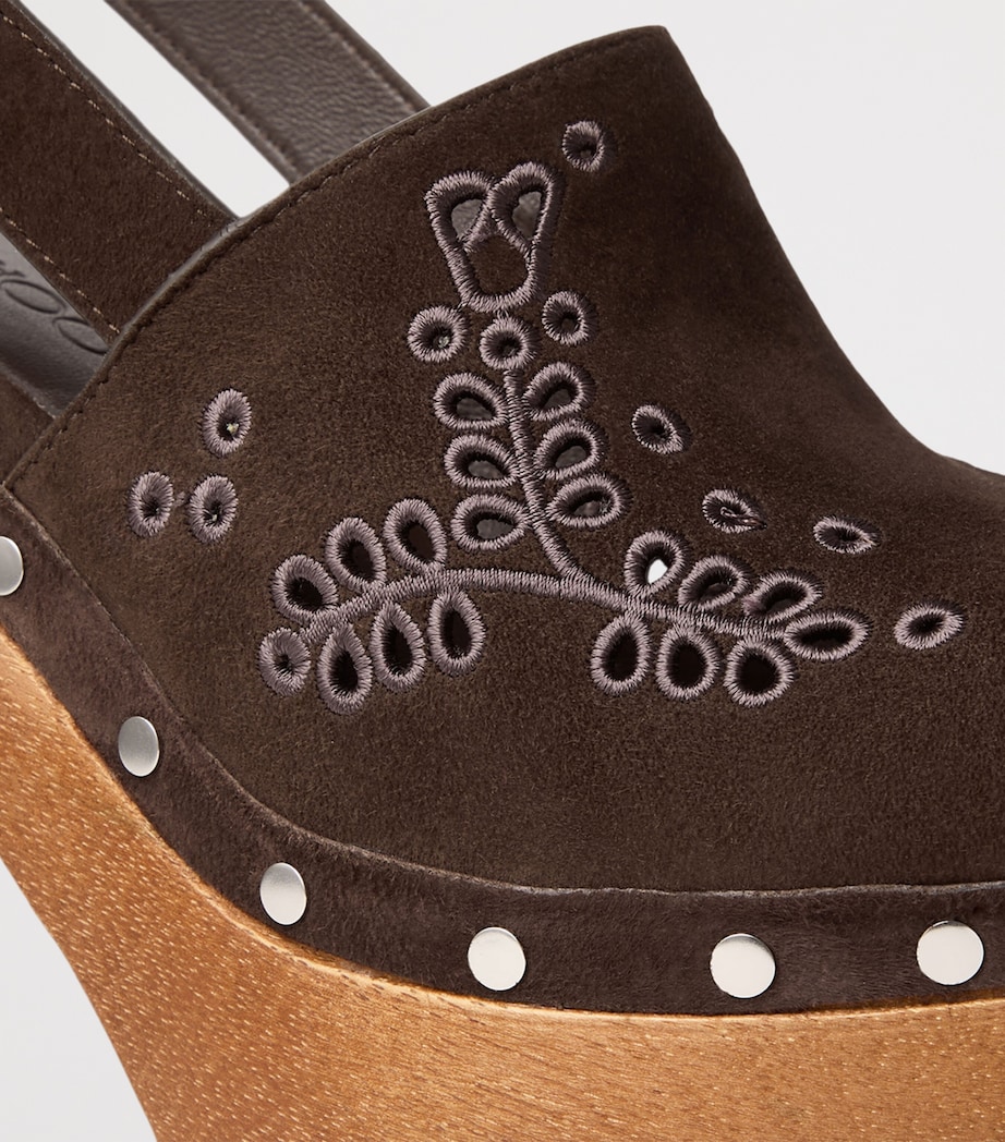 Alida 135 Suede Platform Clogs CHOCOLATE Image 2