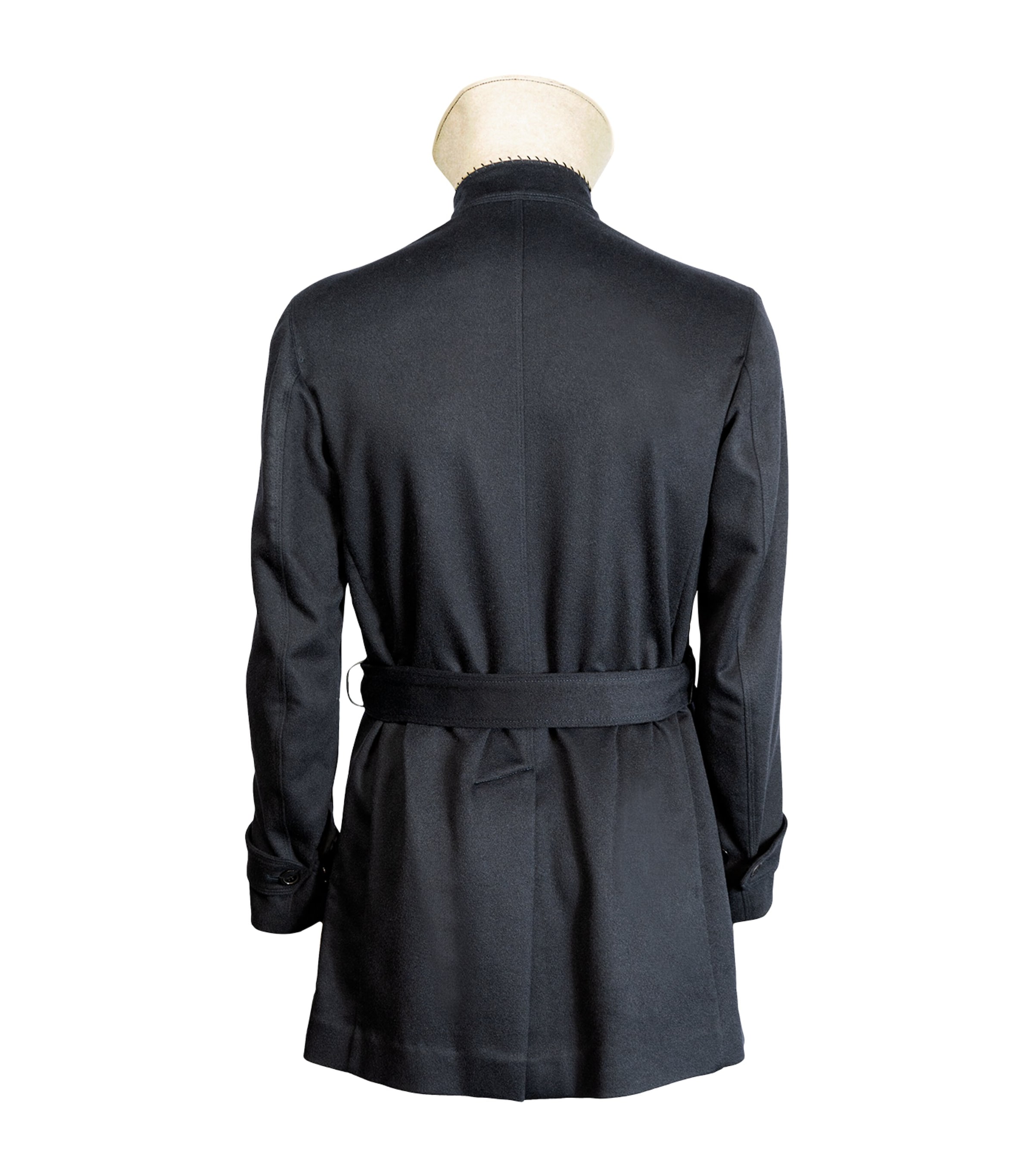 Alan Scott Mens Cashmere-Blend Trench Coat Navy Image 3