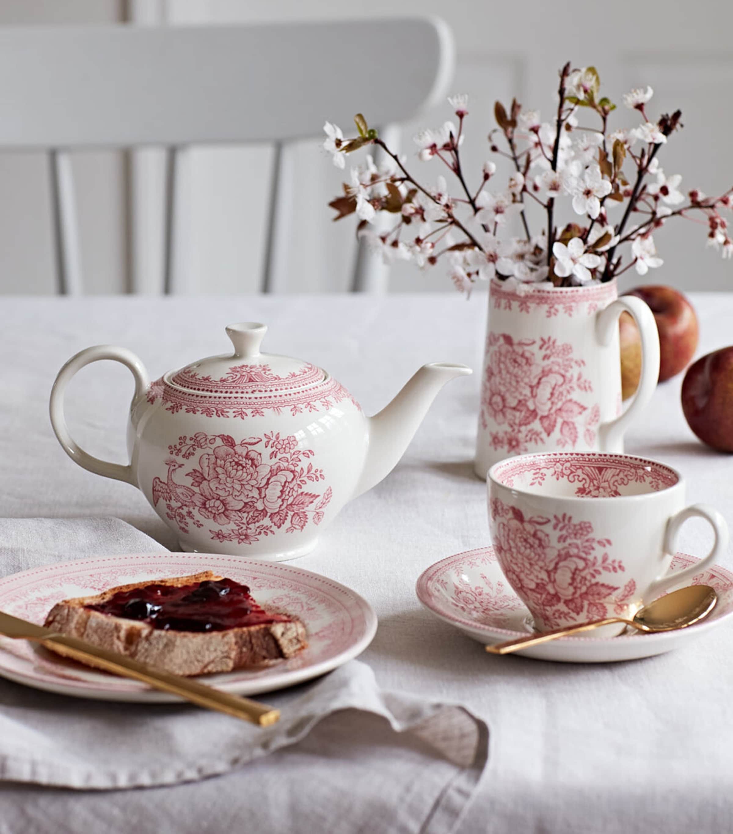 Pink Asiatic Pheasants Plate 約22.5センチ 4枚 Burleigh Pink Asiatic Pheasants Dinnerware – Hester & Cook