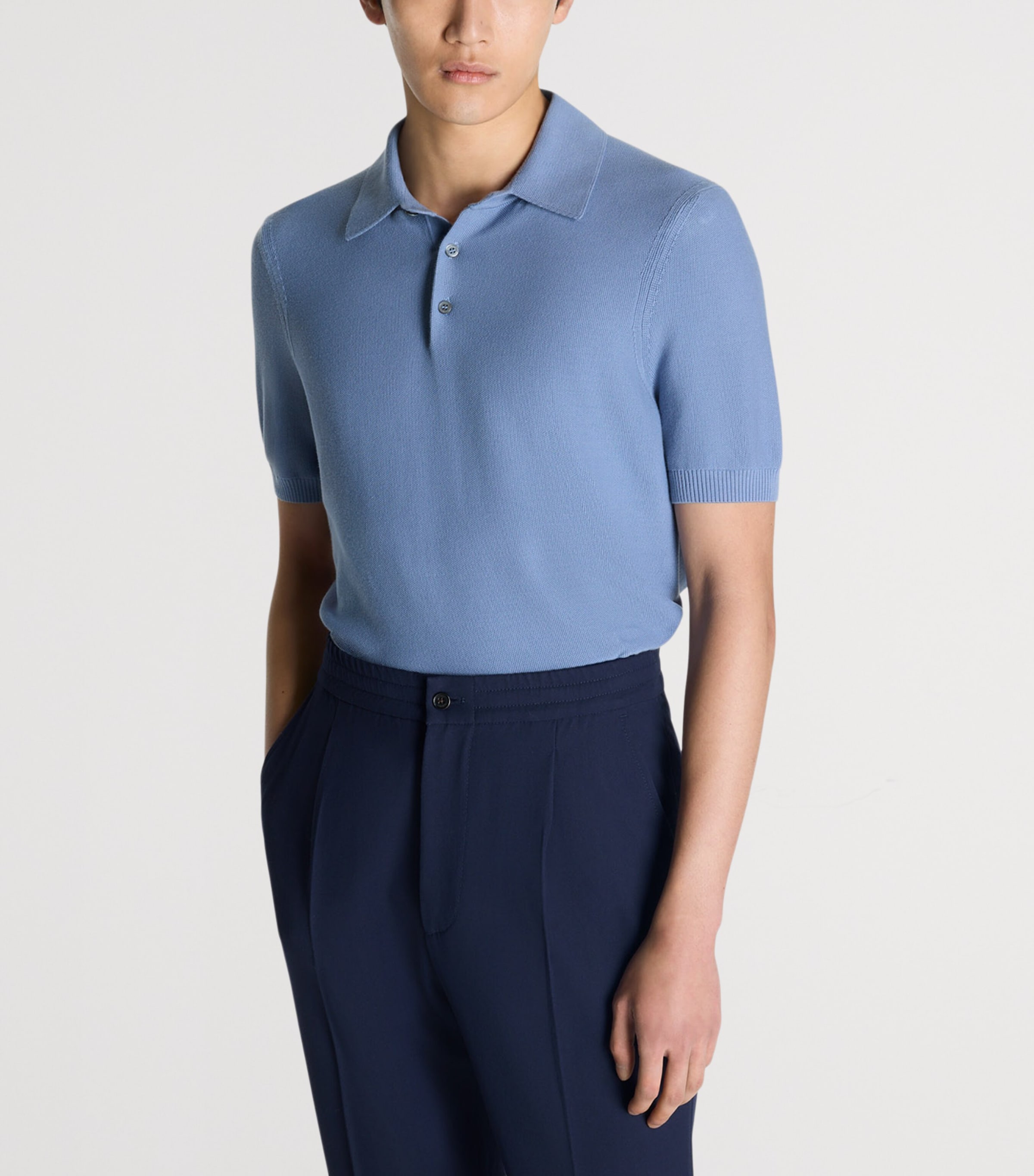 Dunhill Mens Cotton Piqué Polo Shirt Blue Image 3