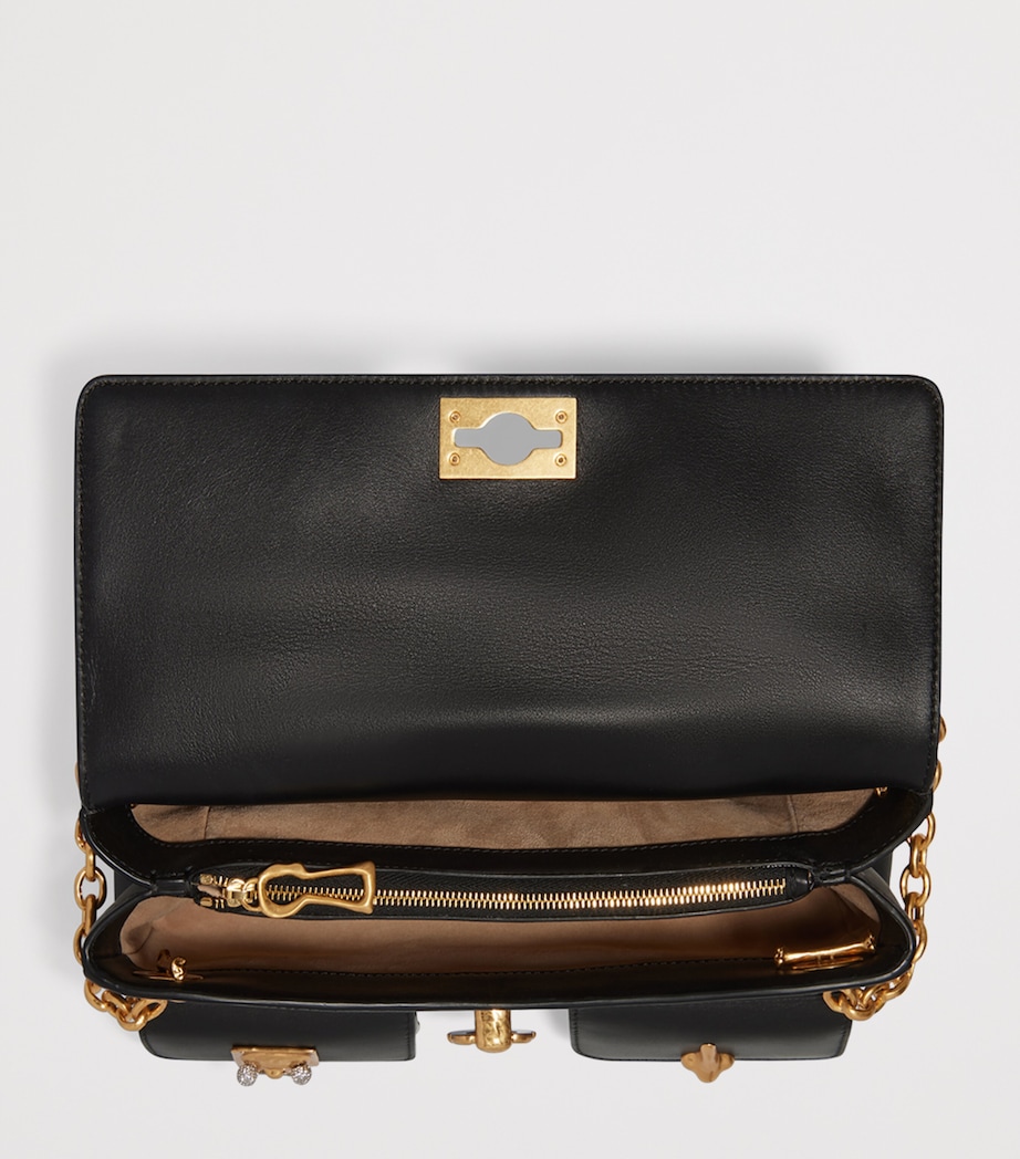 Schiaparelli Mini Leather Secret East-West Top-Handle Bag Black Image 5