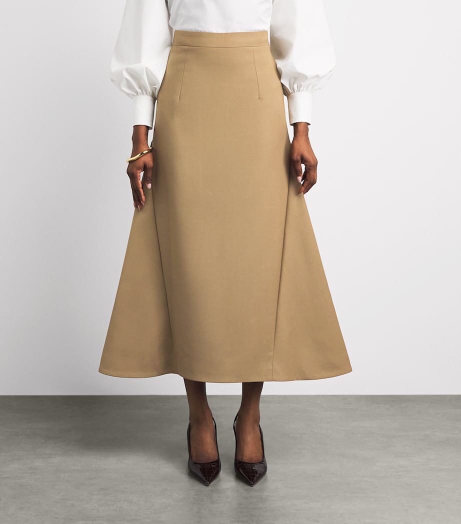 Huishan Zhang Womens Wool Vicky Midi Skirt Dark Camel Image 4