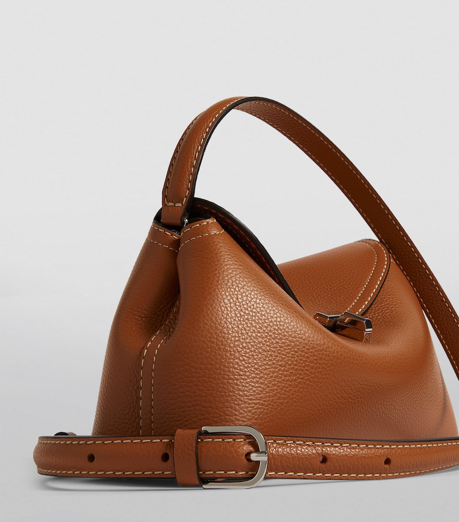 Leather T-Lock Clutch Bag TAN 105 Image 6