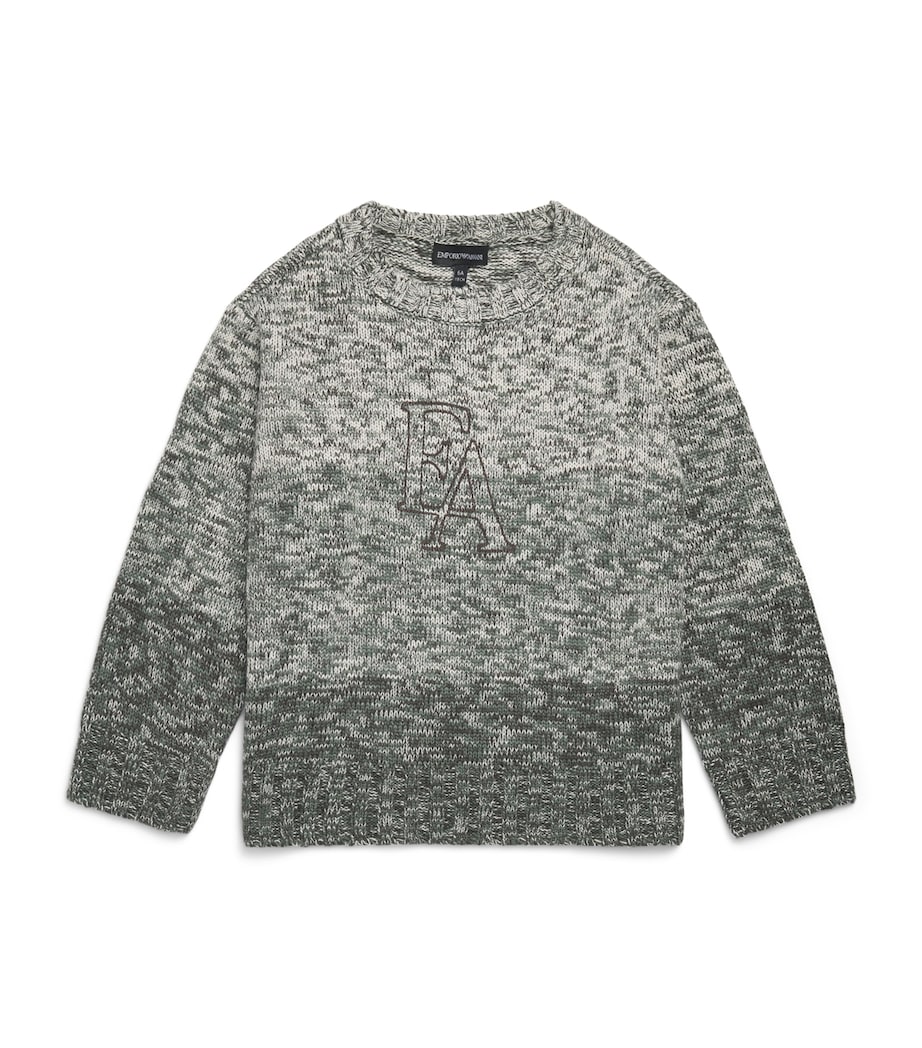 Emporio Armani Kids Mens Virgin Wool-Blend Logo Sweater (4-16 Years) Shaded Green Image 1