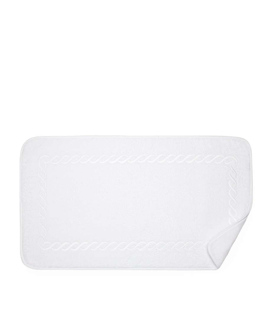 Cotton Treccia Bath Mat (50cm x 90cm) WHITE/WHITE Image 1