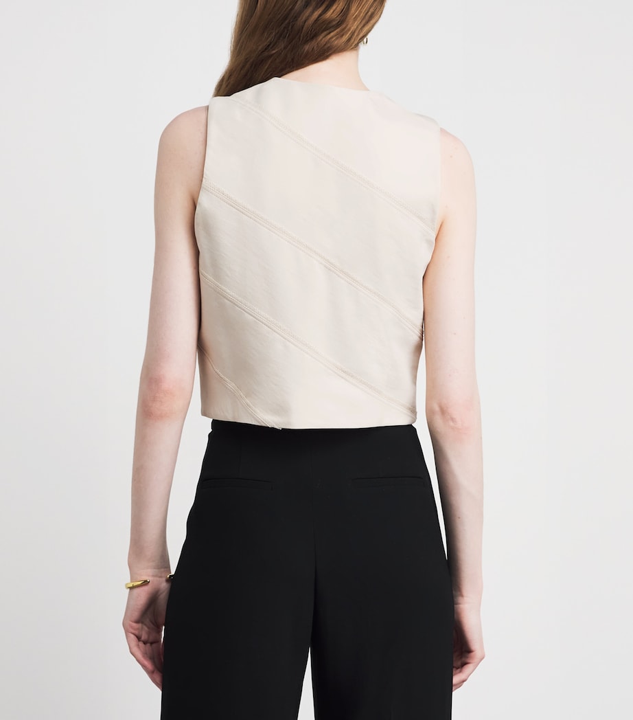 Claudie Pierlot Womens Lace-Trim Waistcoat Vanilla Image 5