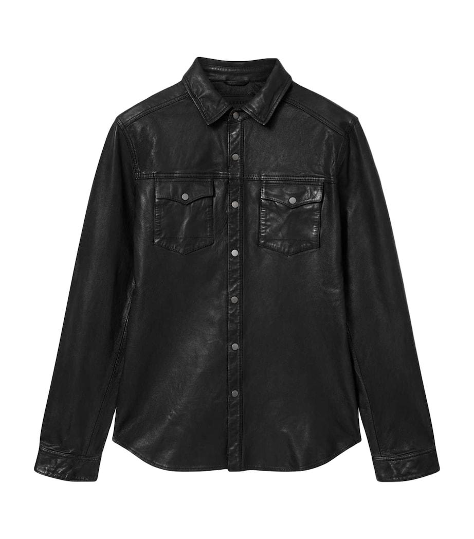 AllSaints Mens Leather Irwin Shirt Black Image 1