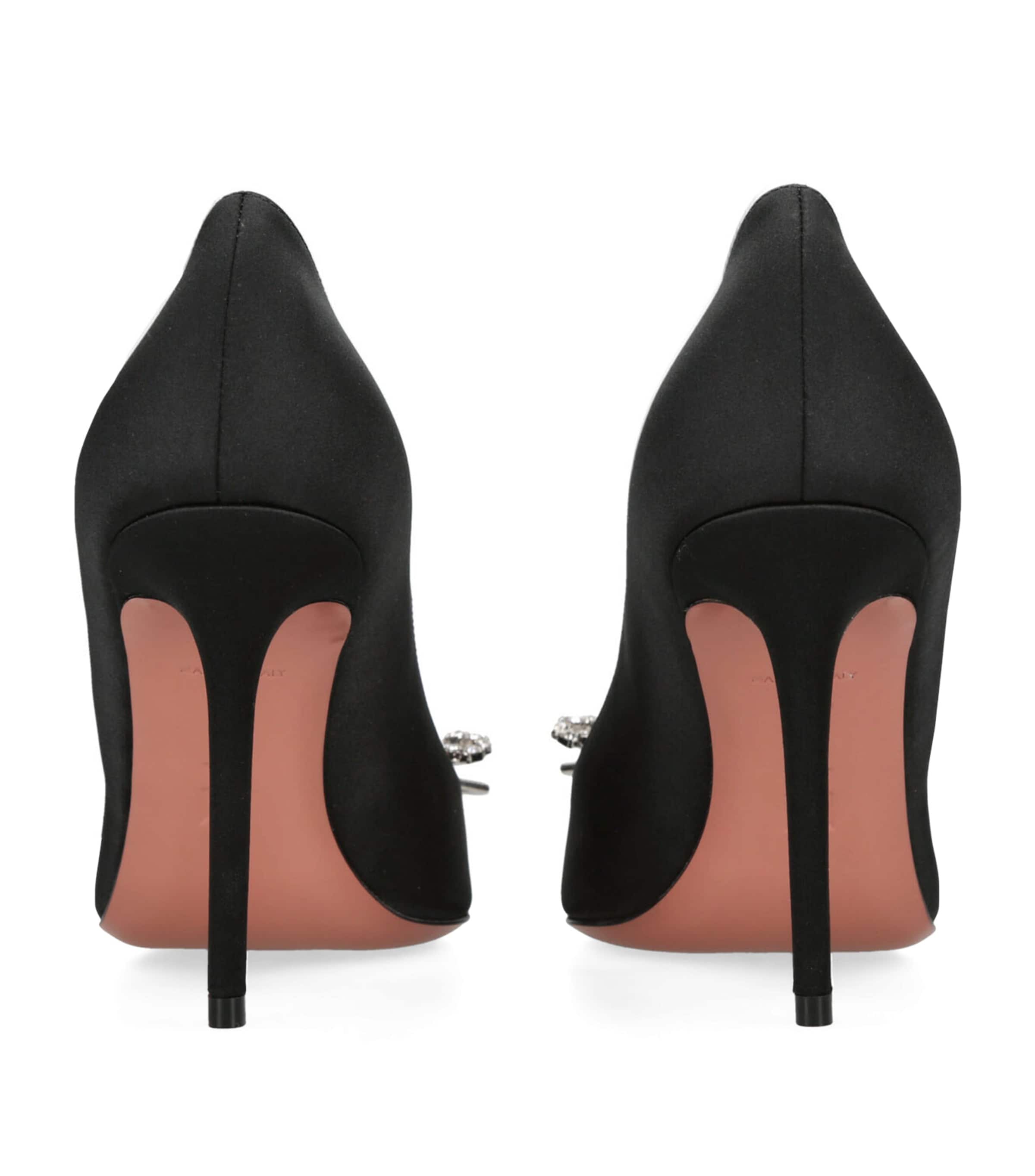 Amina Muaddi Satin Embellished Rosie Pumps 95 Black Image 2