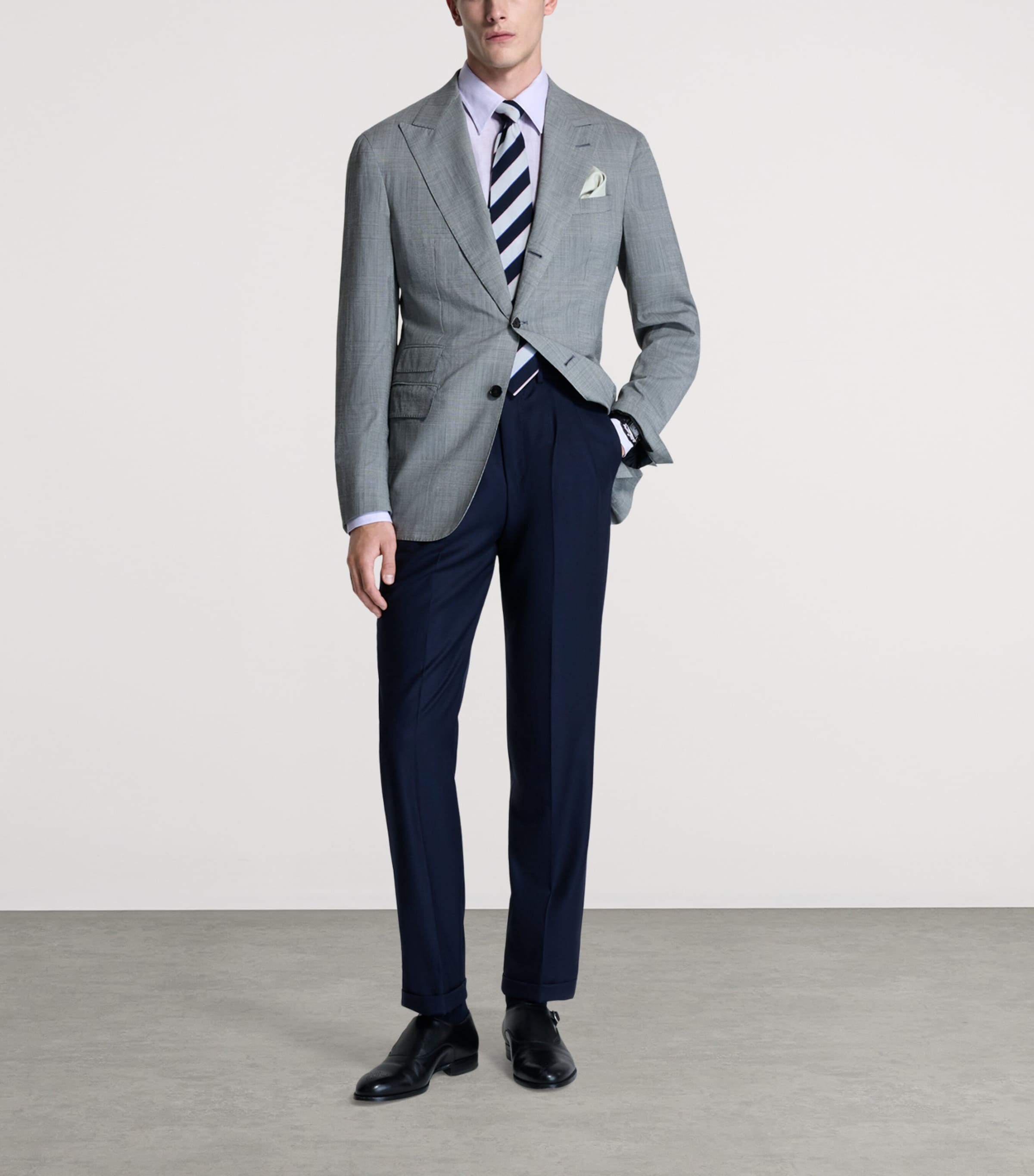 Dunhill Mens Wool-Blend Single-Breasted Blazer White Image 2