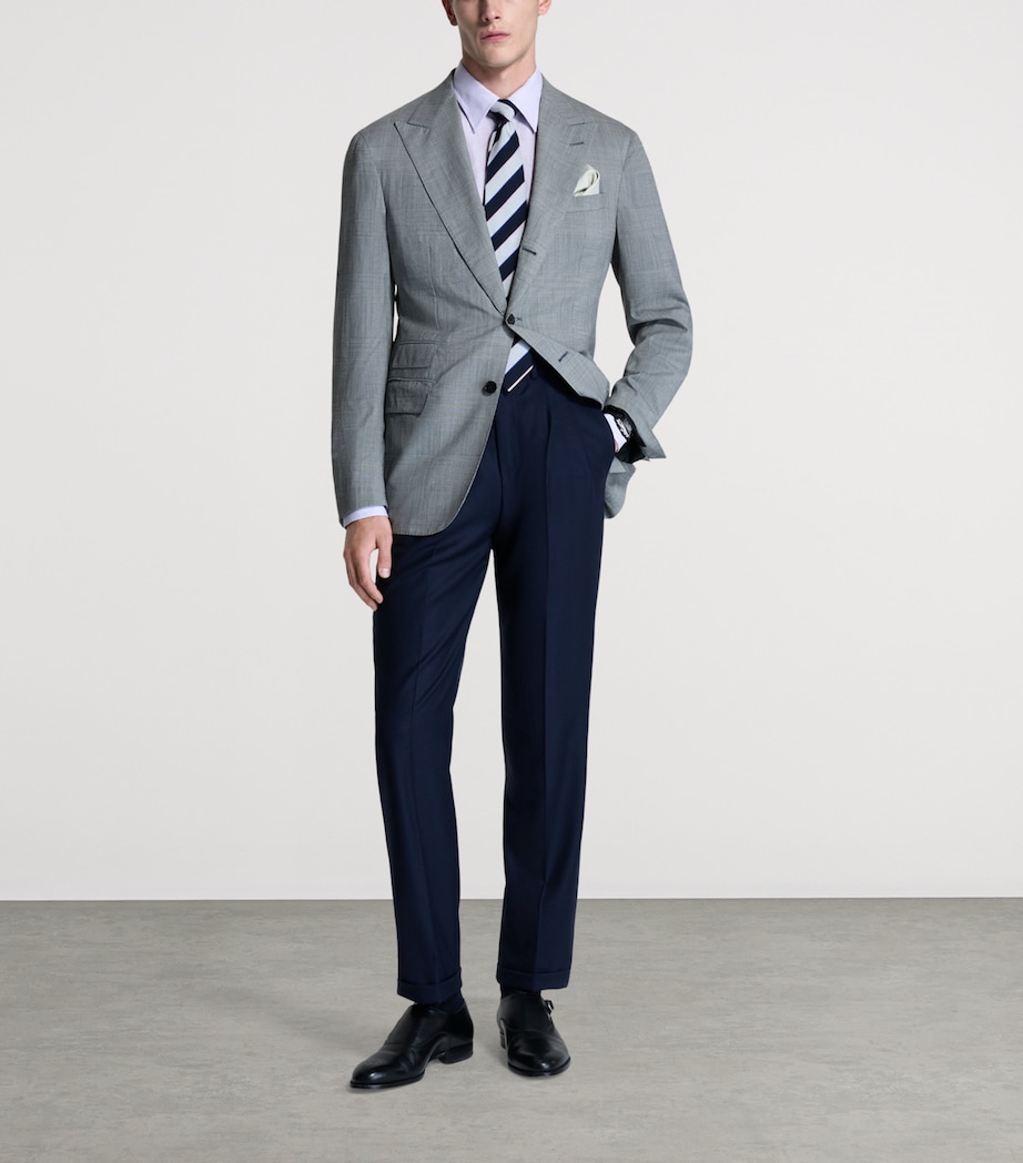 Dunhill Mens Wool-Blend Single-Breasted Blazer White Image 2