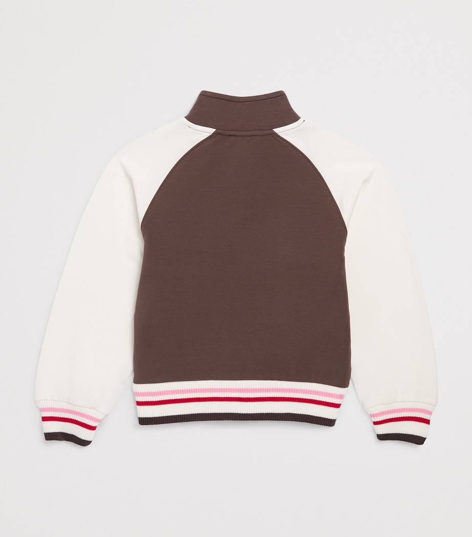 Monnalisa Stretch-Cotton Floral Bomber Jacket (2-12 Years) Marronescuro Image 2