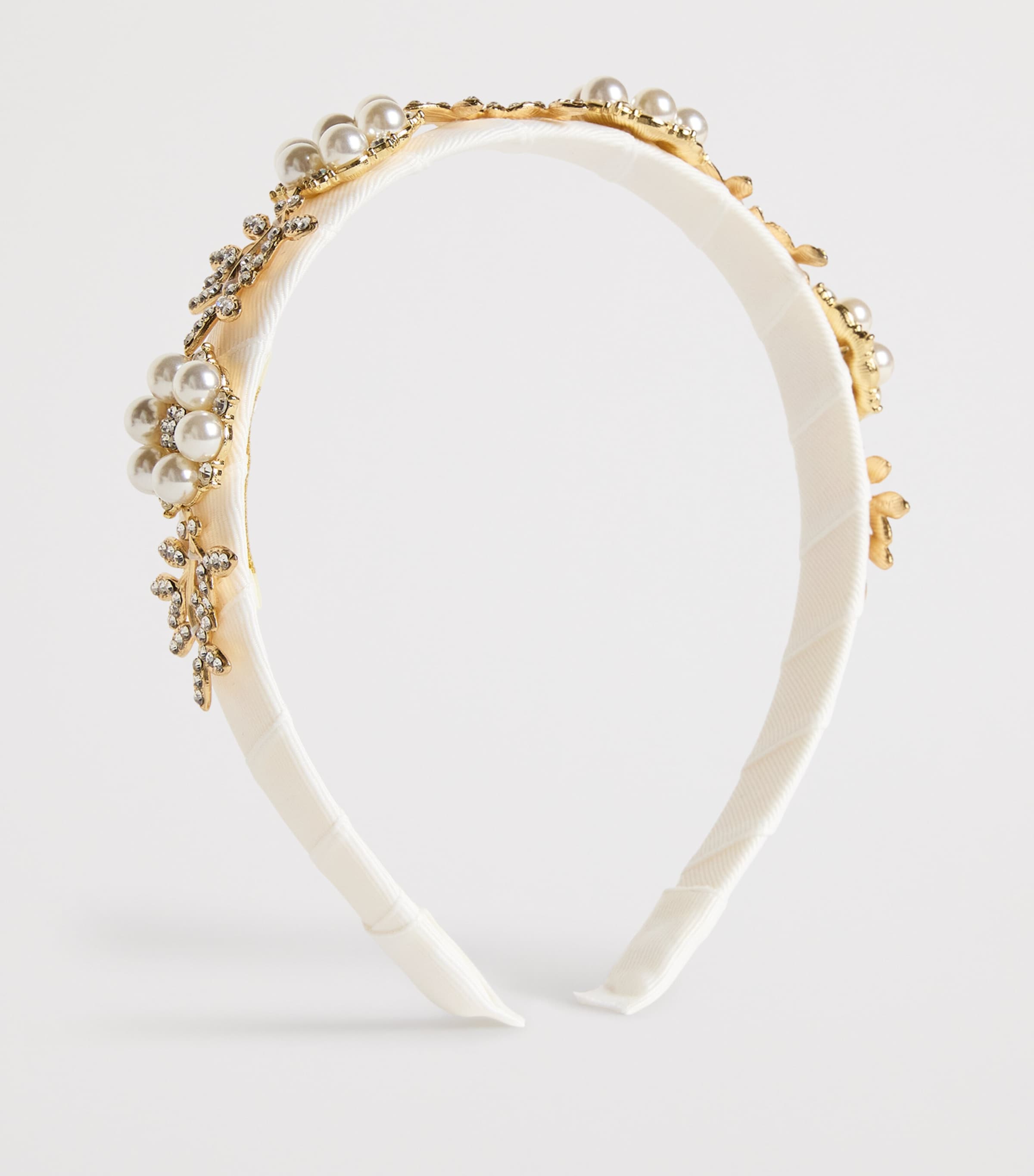 Diamanté and Faux Pearl-Embellished Headband L-IVORY Image 2