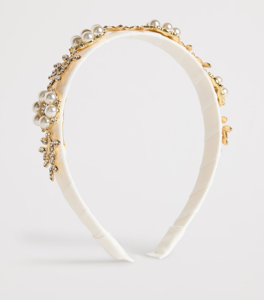 Diamanté and Faux Pearl-Embellished Headband L-IVORY Image 2