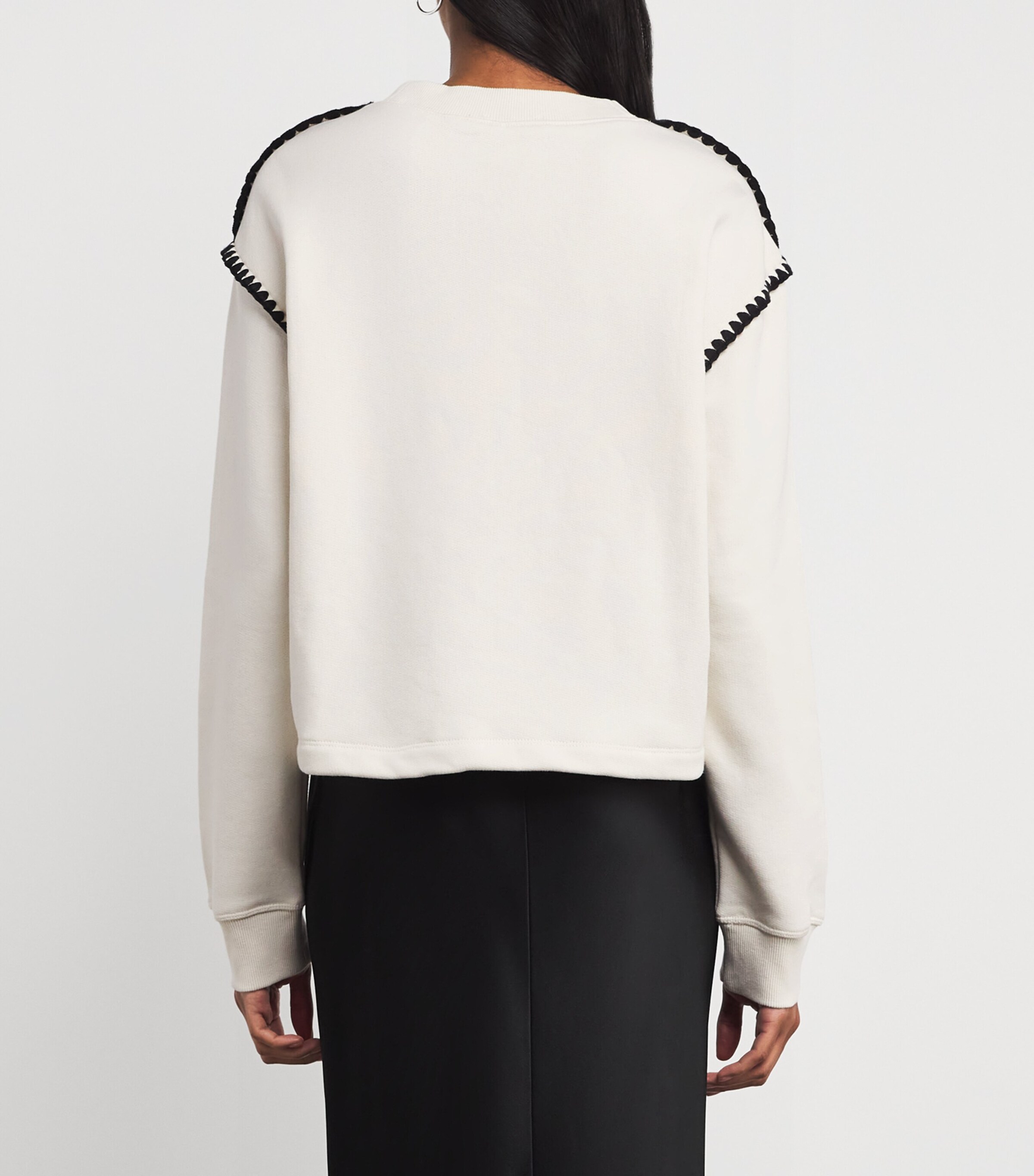 Rag & Bone Womens Vintage Terry Blanket-Stitch Sweatshirt Chalk Image 4