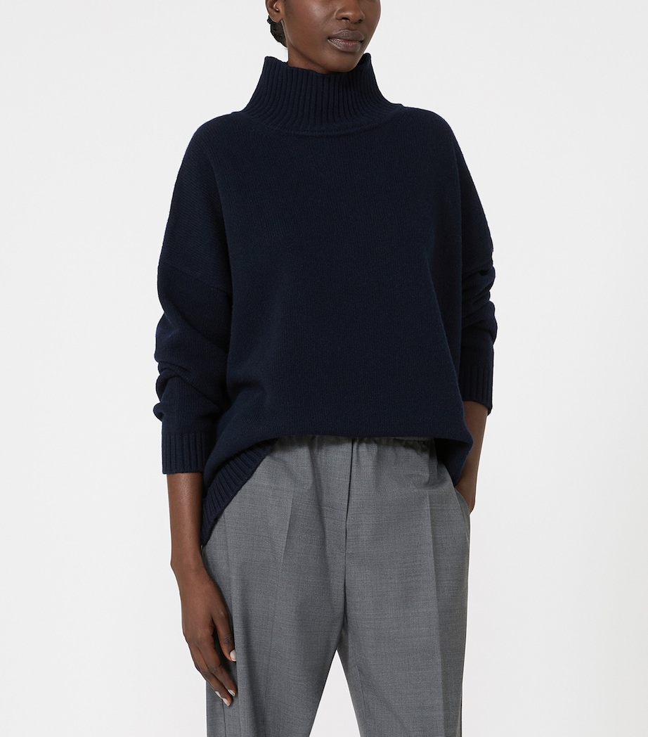 Weekend Max Mara Womens Virgin Wool High-Neck Sweater Navy Image 5