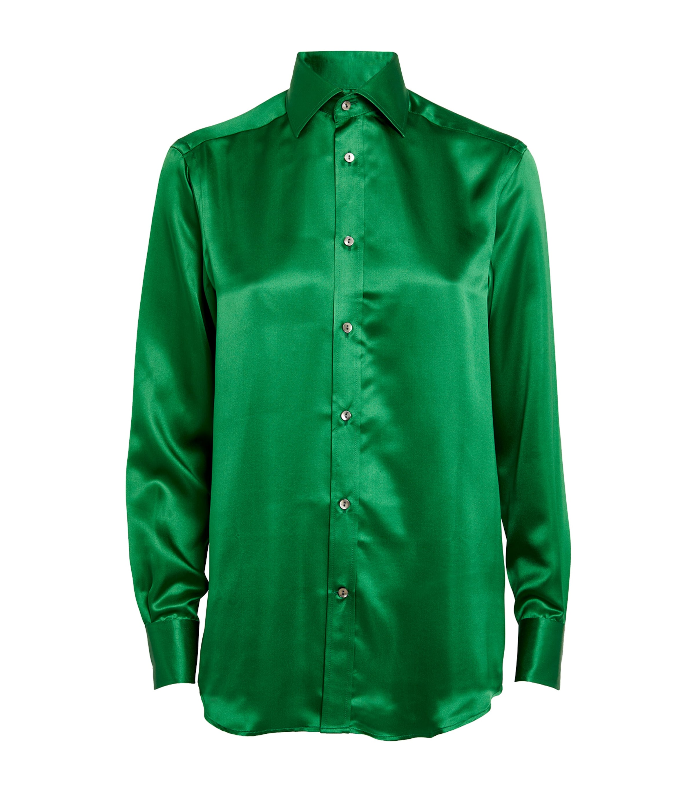 Shop With Nothing Underneath Silk The Boyfriend Shirt In Green