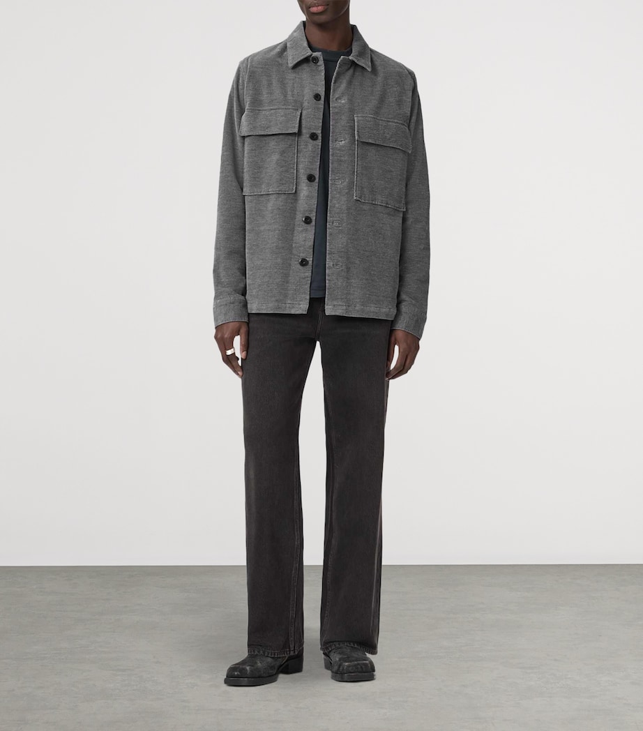 AllSaints Mens Corduroy Hawker Overshirt Light Grey Image 2