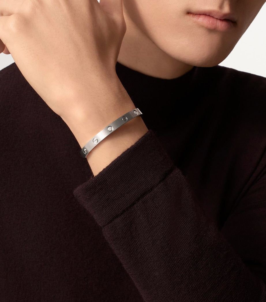 Brushed White Gold and Diamond Love Bangle WHITE GOLD Image 4