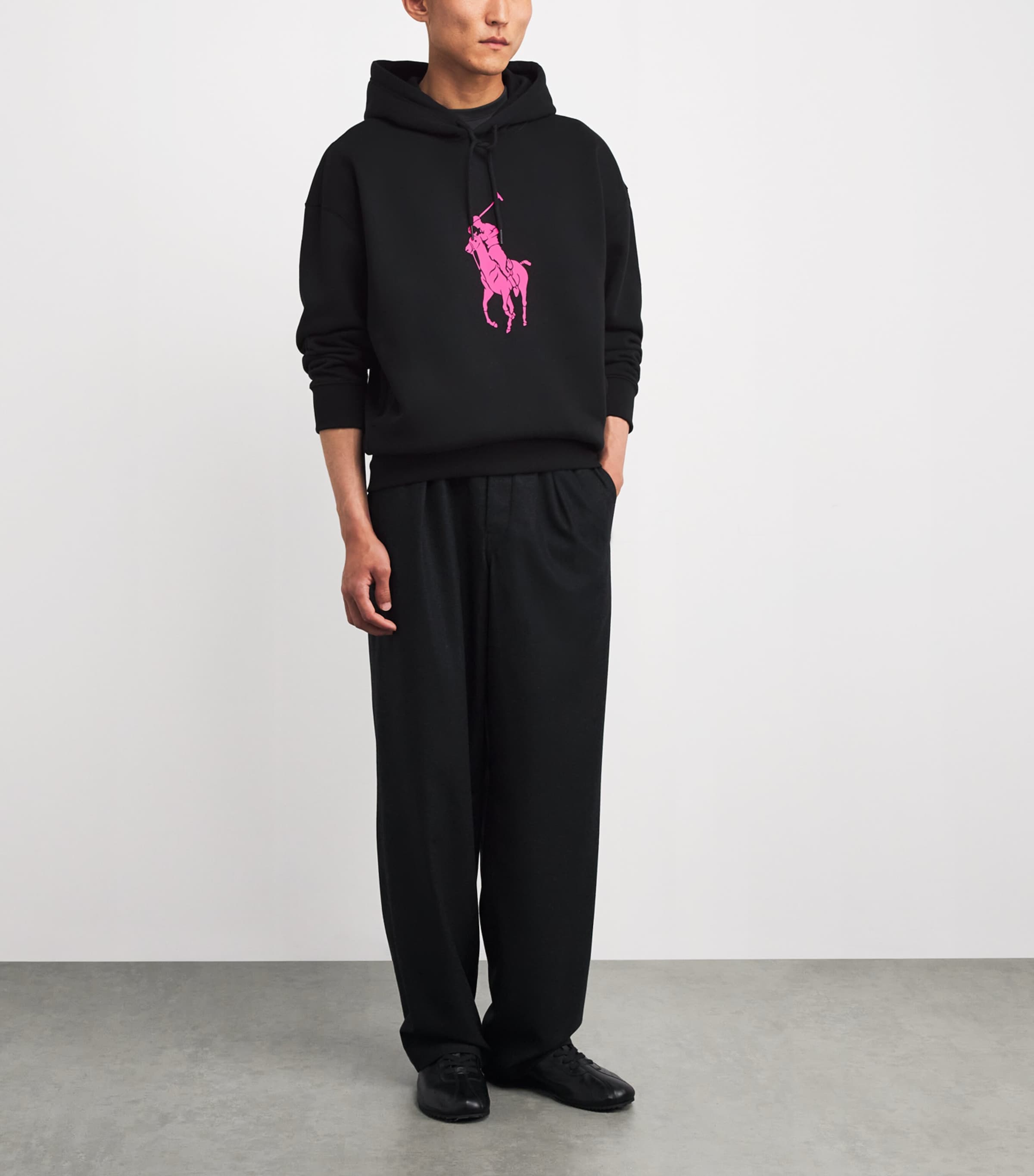 Cotton-Blend Large Logo Hoodie POLO BLACK Image 2