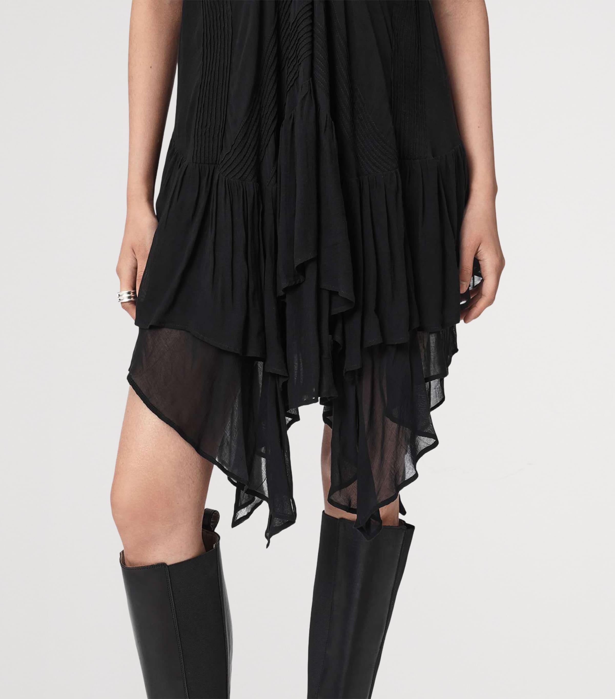 AllSaints Womens Asymmetric Tiered Gretel Midi Dress Black Image 6