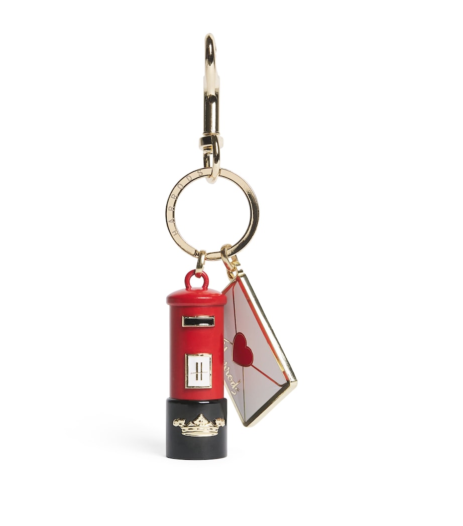 Metal Post Box and Letter Keyring BLACK Image 1