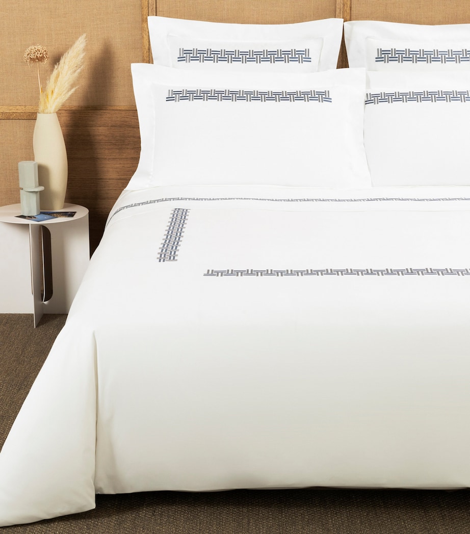 Basket Weave Super King Duvet Cover (260cm x 240cm) 8E23 - STEEL BLUE/GR Image 1