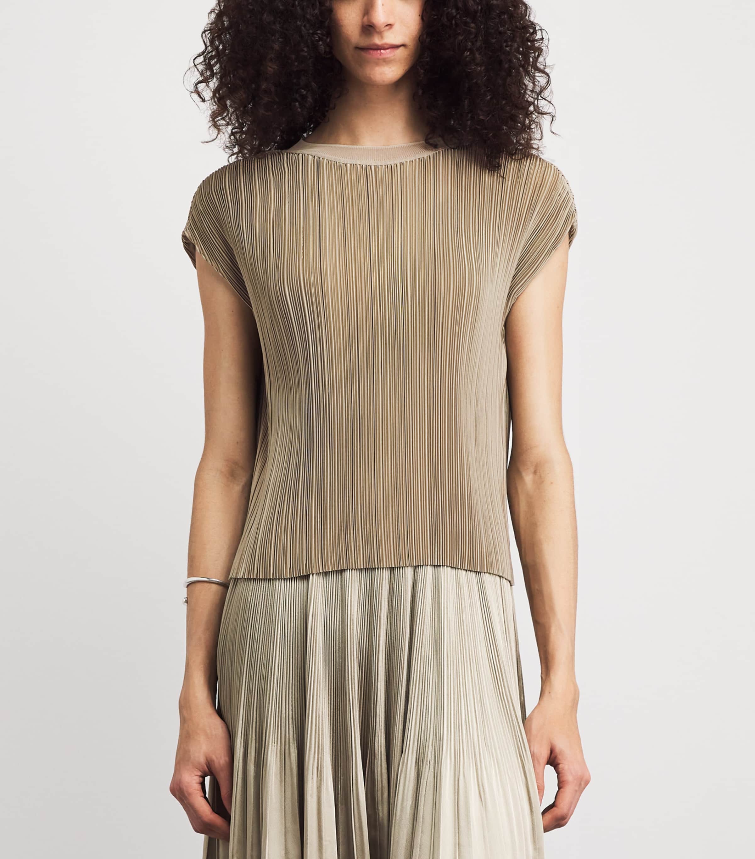 Joseph Womens Satin Pleated Cedre Top Powder Image 4