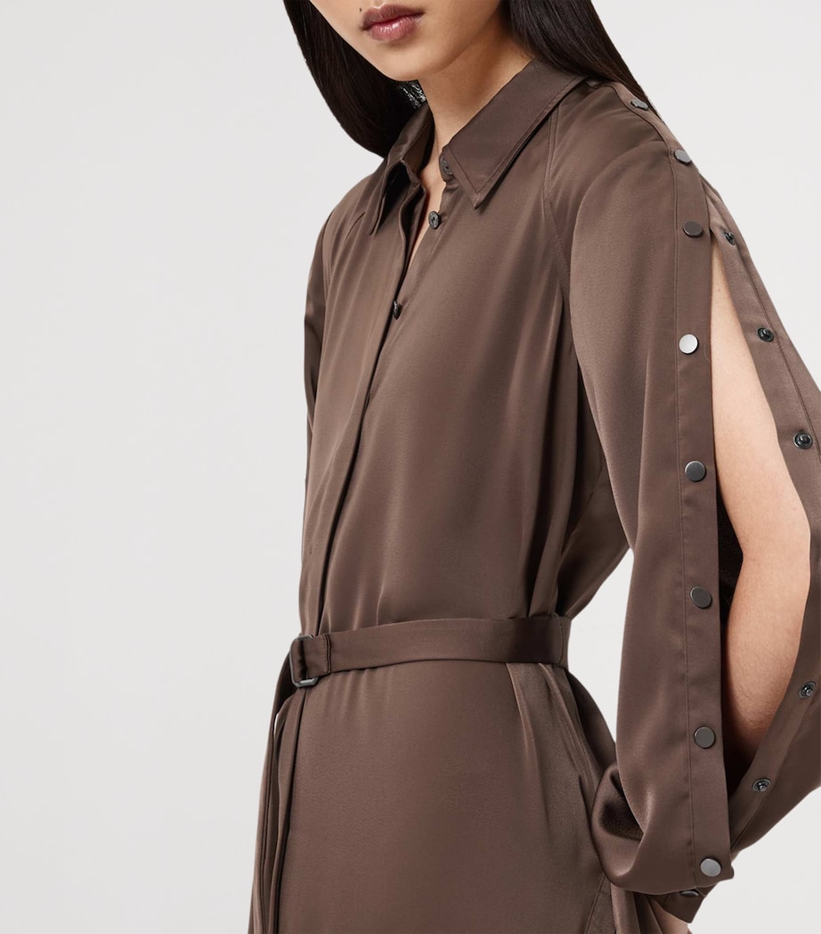Satin Lexi Midi Shirt Dress POT BROWN Image 8