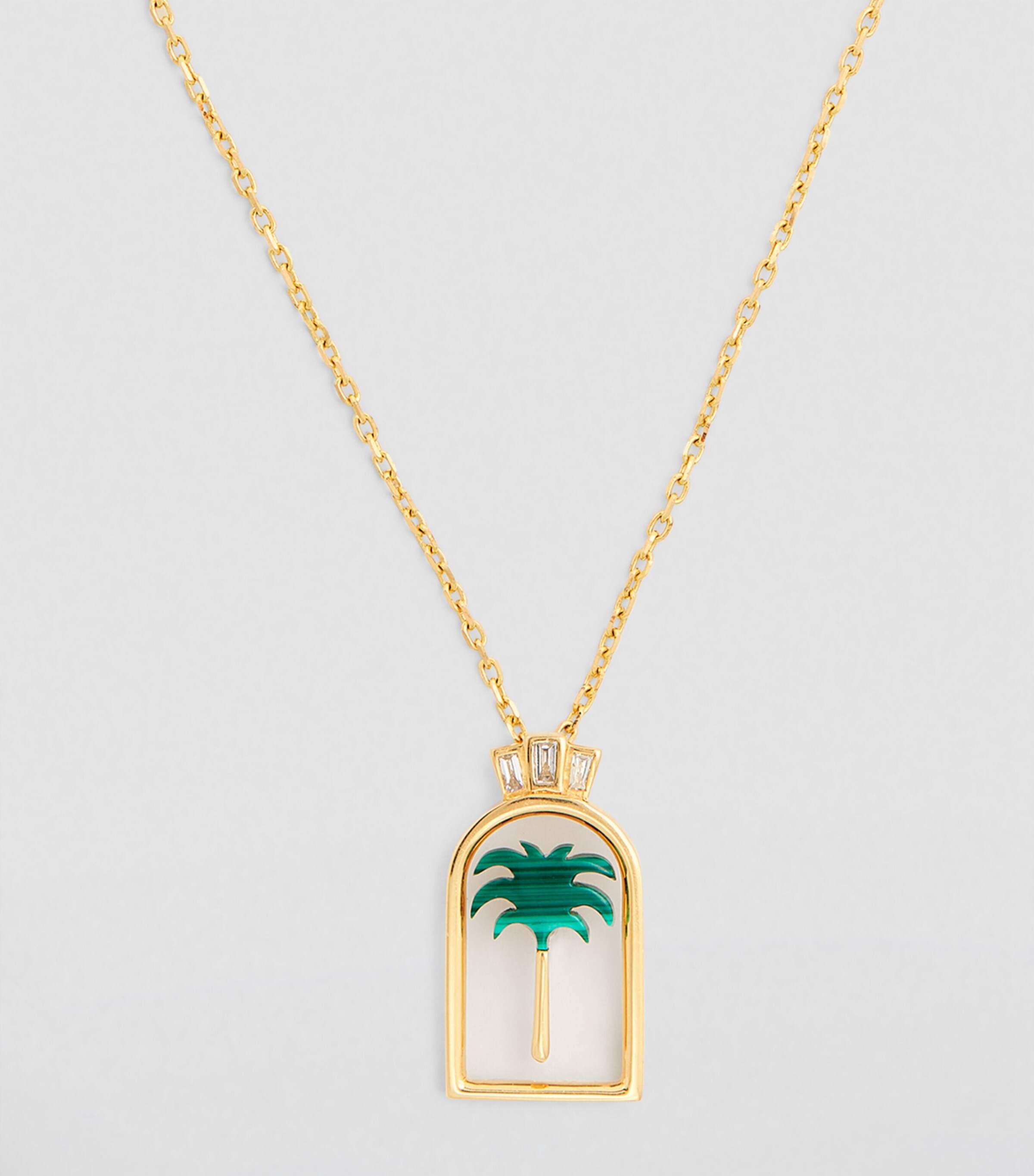 L'ATELIER NAWBAR Yellow Gold, Diamond and Malachite Biladi Palm Necklace Image 2