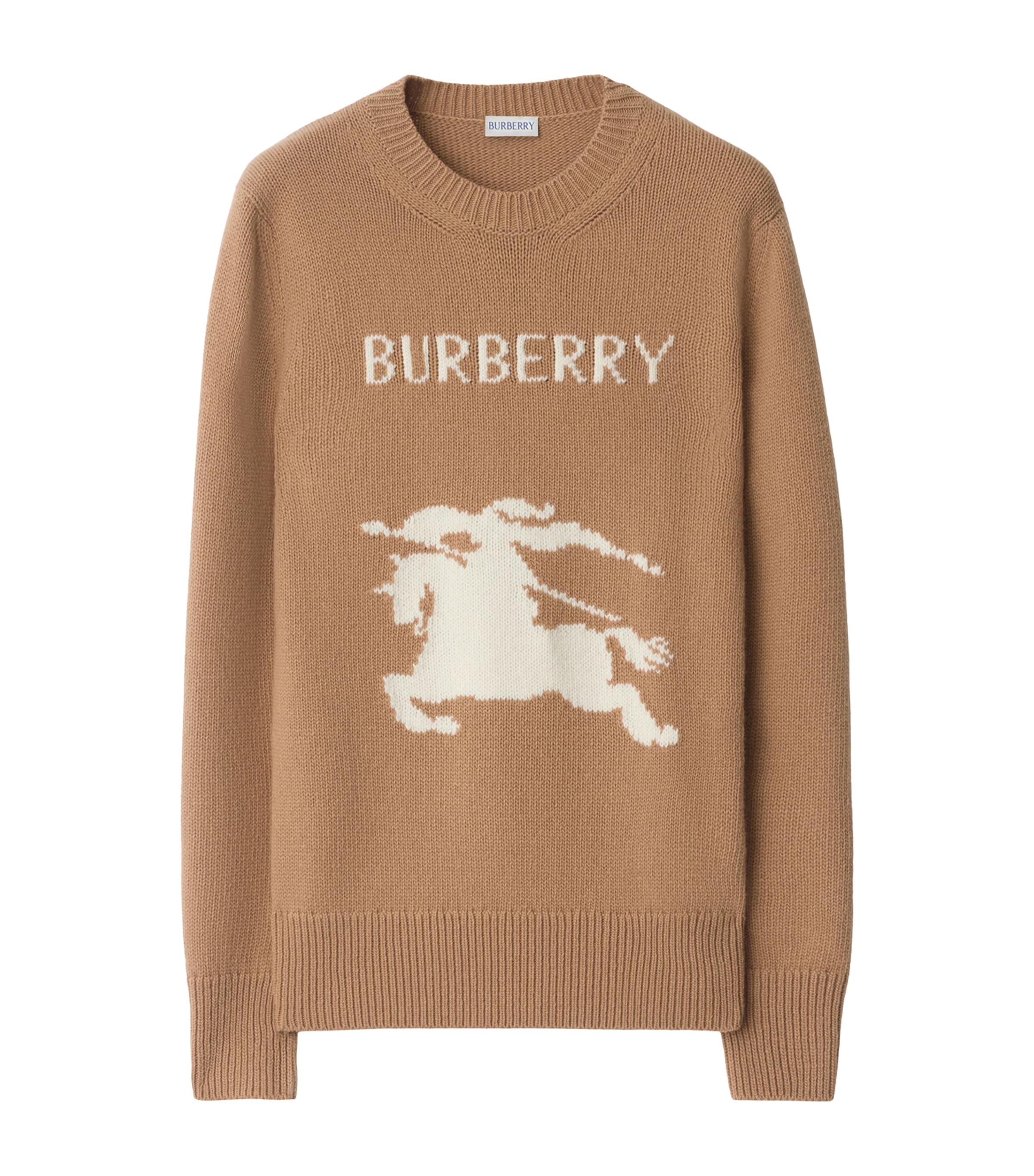 Burberry Wool-cashmere Logo Sweater In Brown