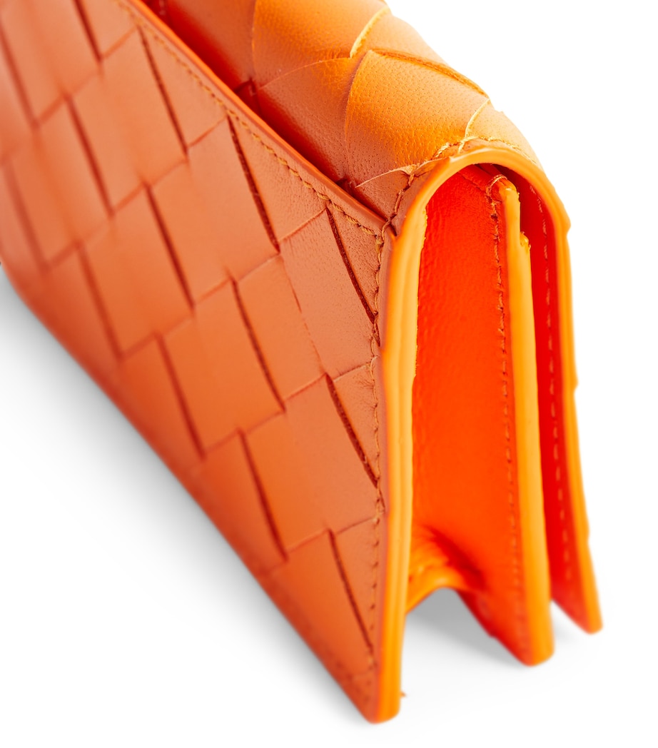 Leather Intrecciato Card Holder PARAKEET-GOLD Image 4