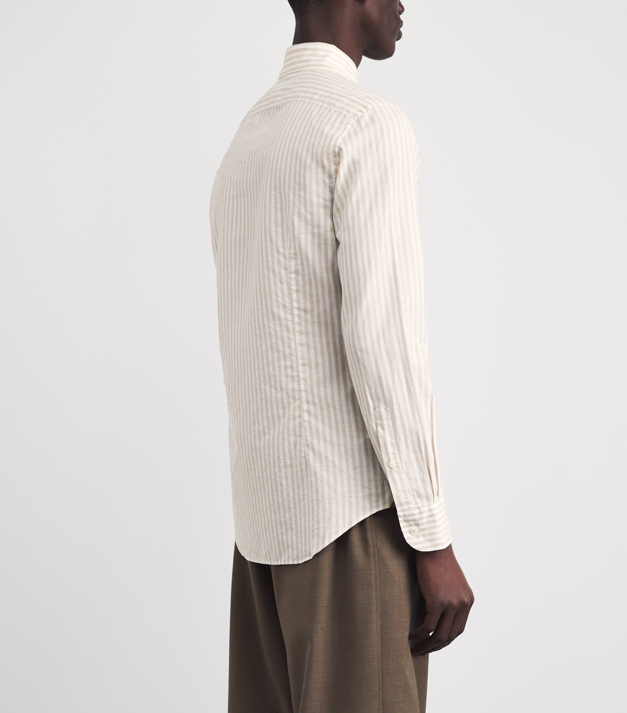 Corneliani Mens Cotton Stripe Shirt Dark Brown Image 5
