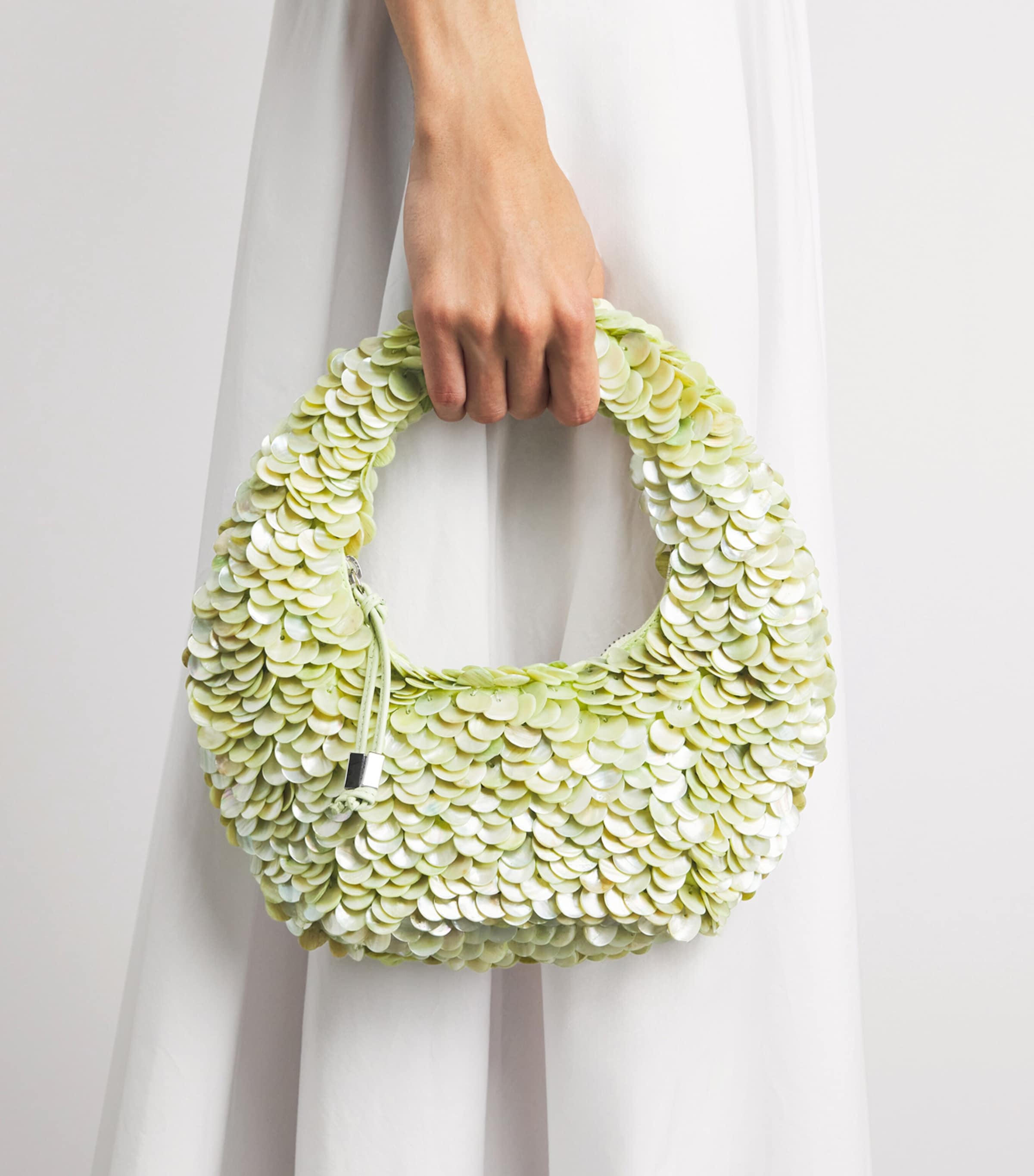 STAUD Green Embellished Reef Top-Handle Bag | Harrods US