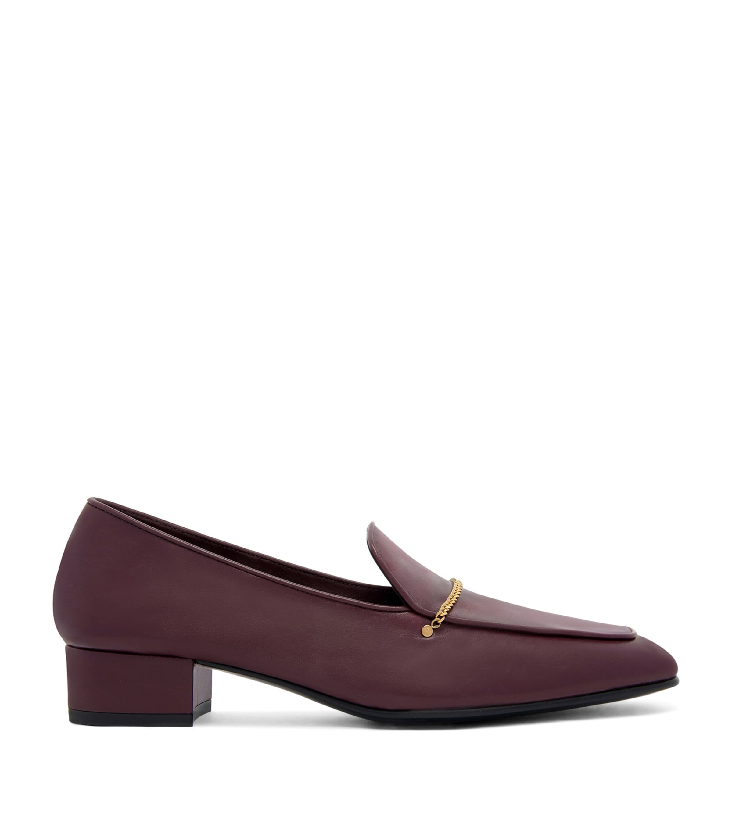 Herbert Levine Leather Fair And Square Heeled Loafers 30 In Burgundy