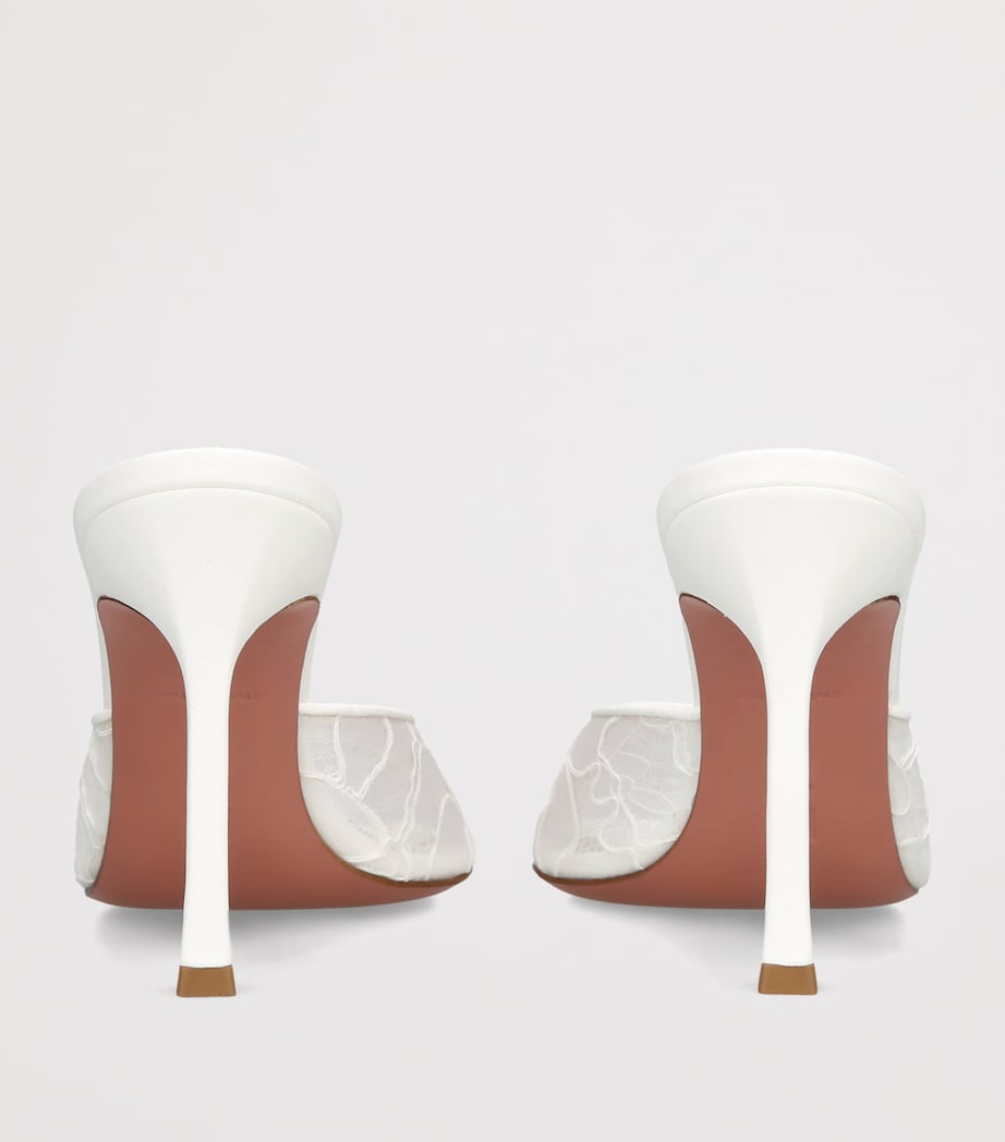 Amina Muaddi Lace Alexa Heeled Mules 95 White Image 4