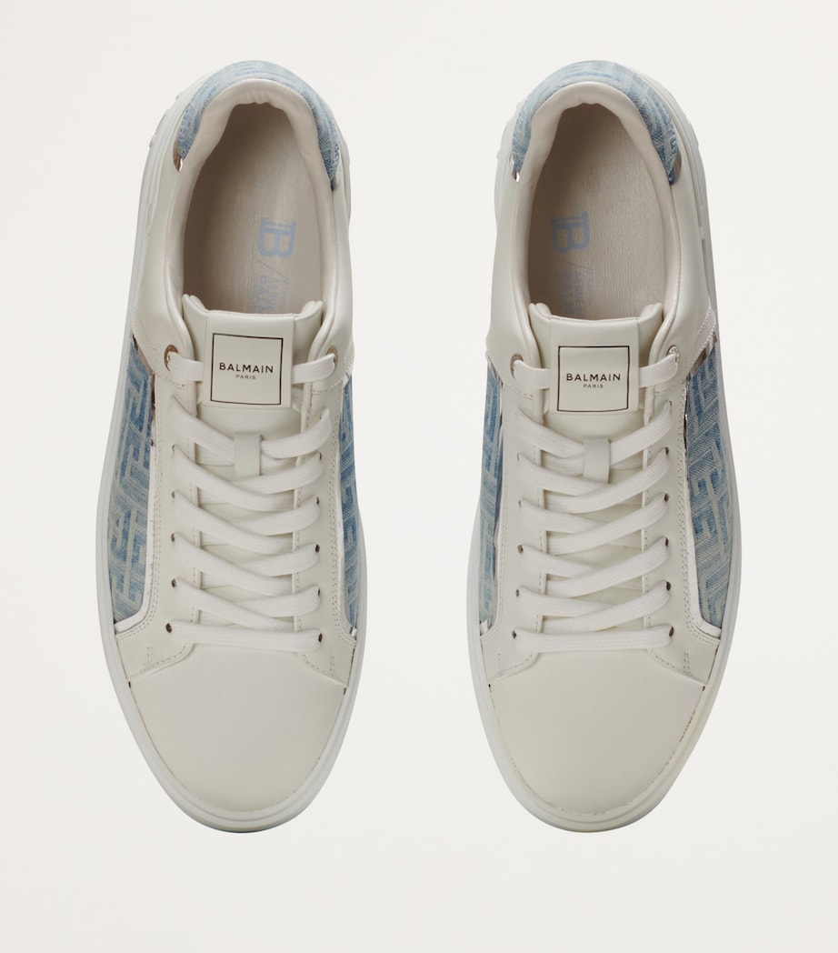 Balmain Leather-Denim B-Court Sneakers Bleu Denim/blanc Image 4