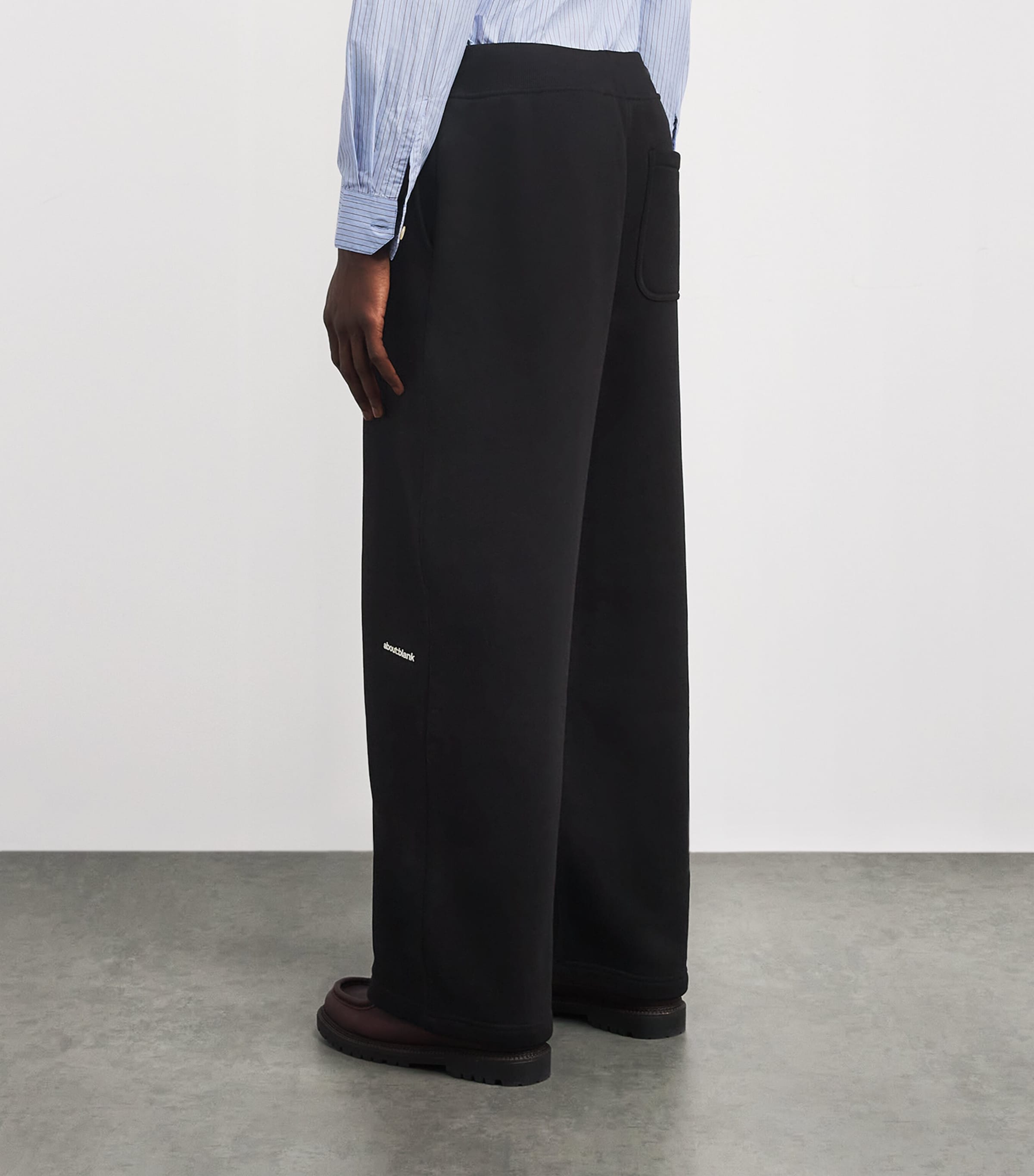 about:blank Mens Cotton Logo Wide-Leg Sweatpants Black Image 4