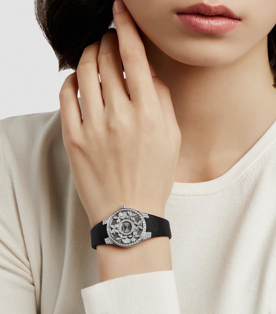 Platinum and Diamond Classic Butterfly Watch 28mm ANTHRACITE Image 2