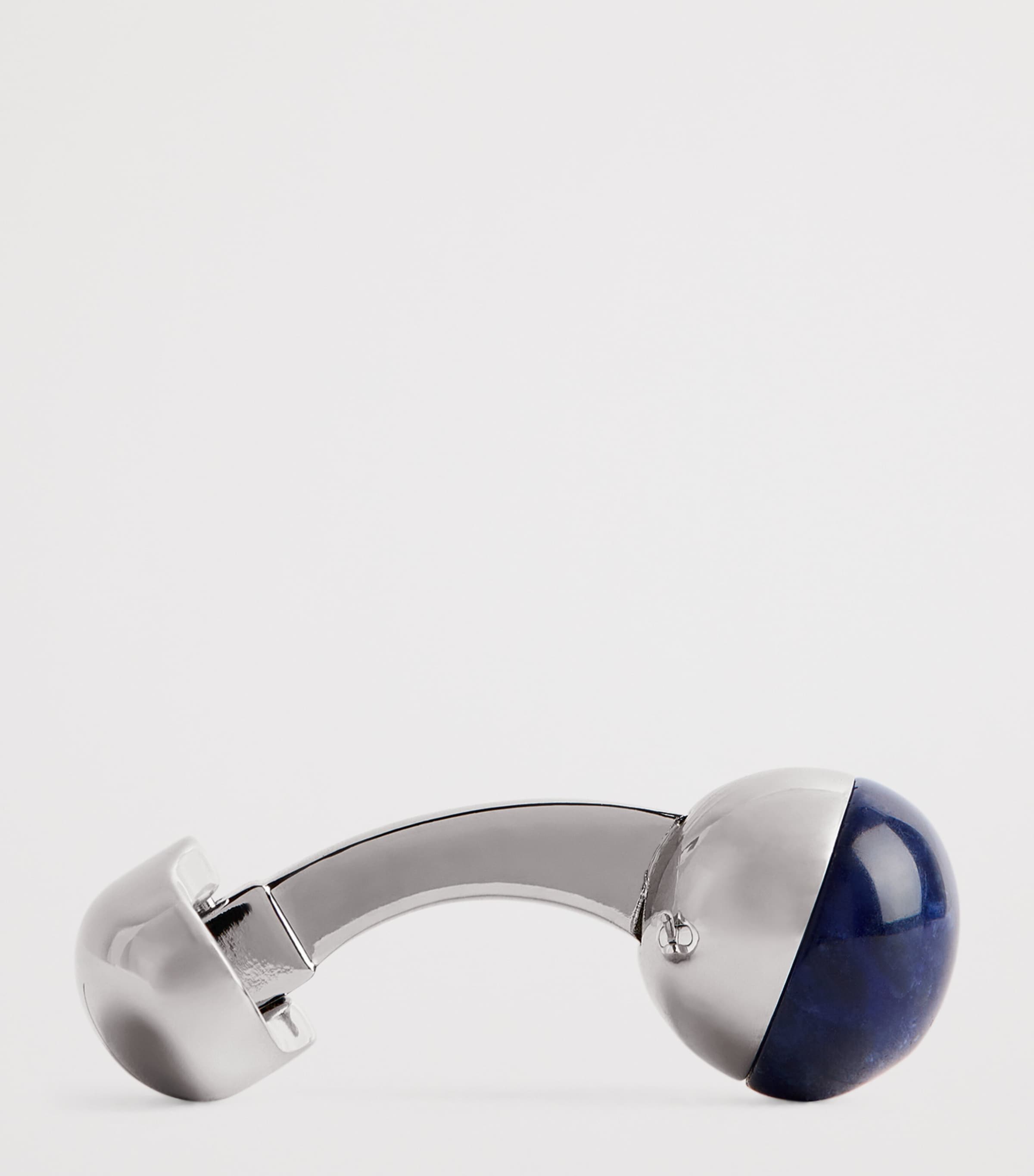 Babette Wasserman Rhodium-Plated Sodalite Power Orb Cufflinks Sodalite Image 4