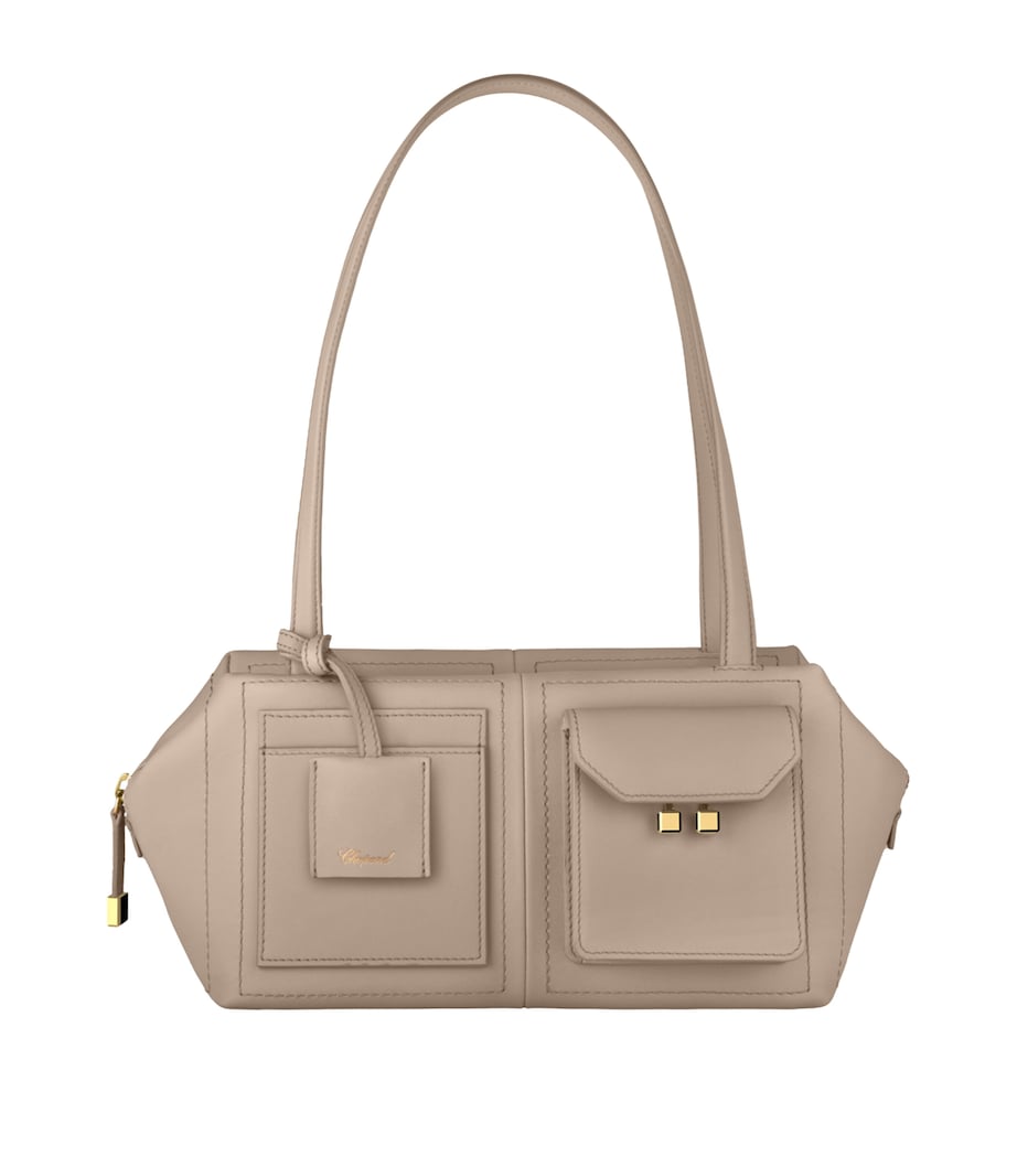 Leather Ice Cube Shoulder Bag GREIGE Image 1