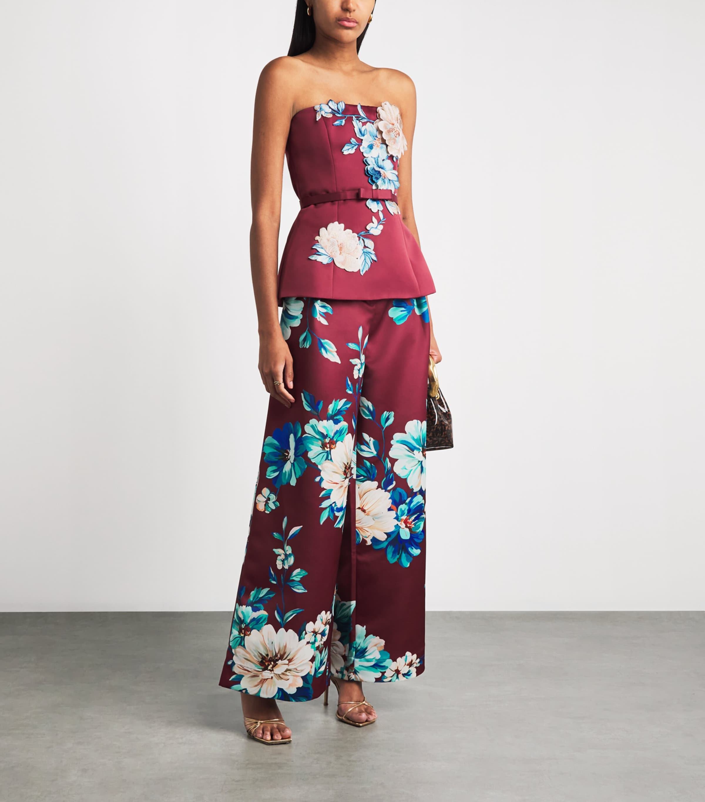 LEO LIN Womens Floral Embroidered Nadia Bustier Top Cosmos Print Image 2