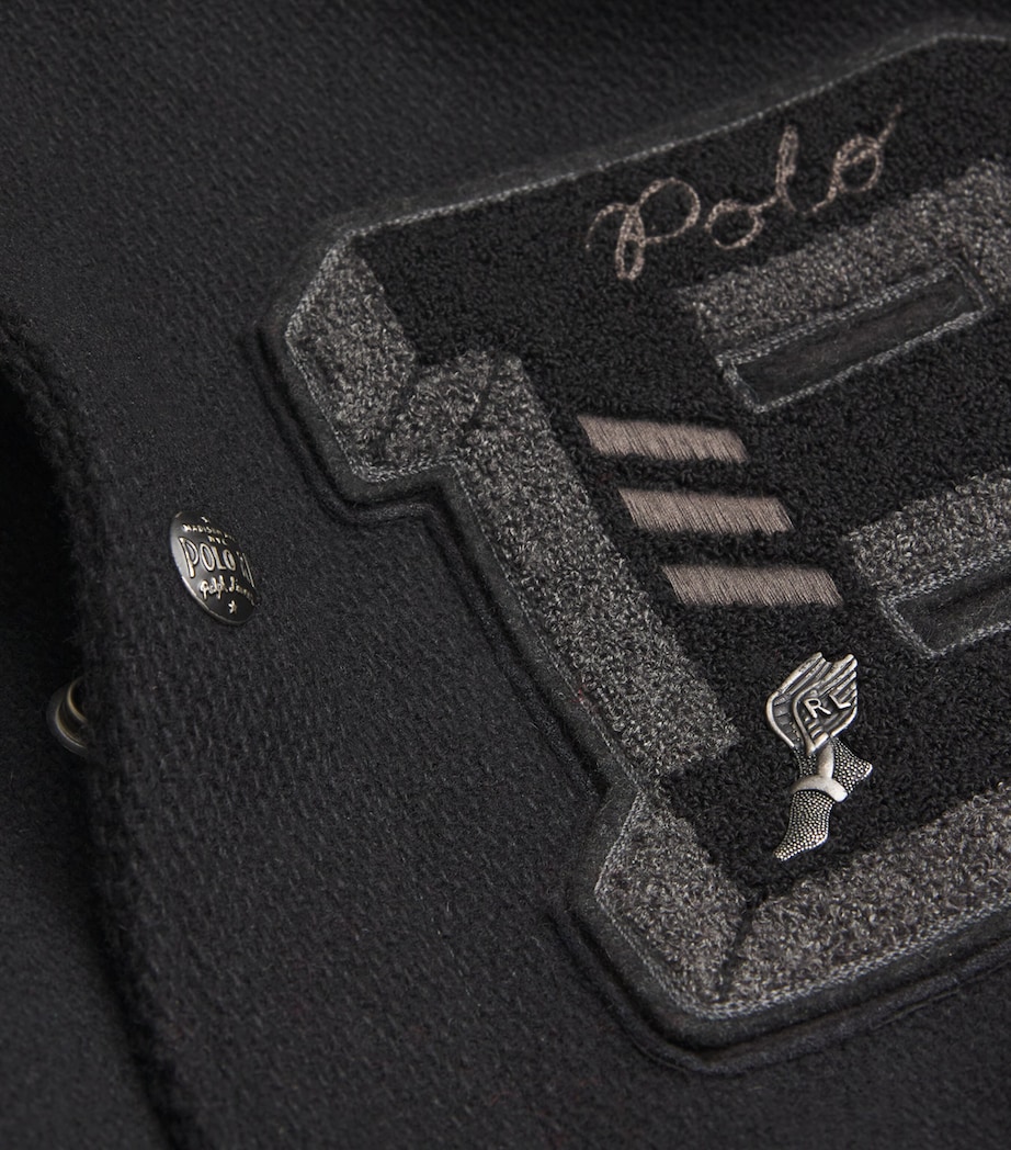 Wool-Blend Appliqué Bomber Jacket BLACK Image 5