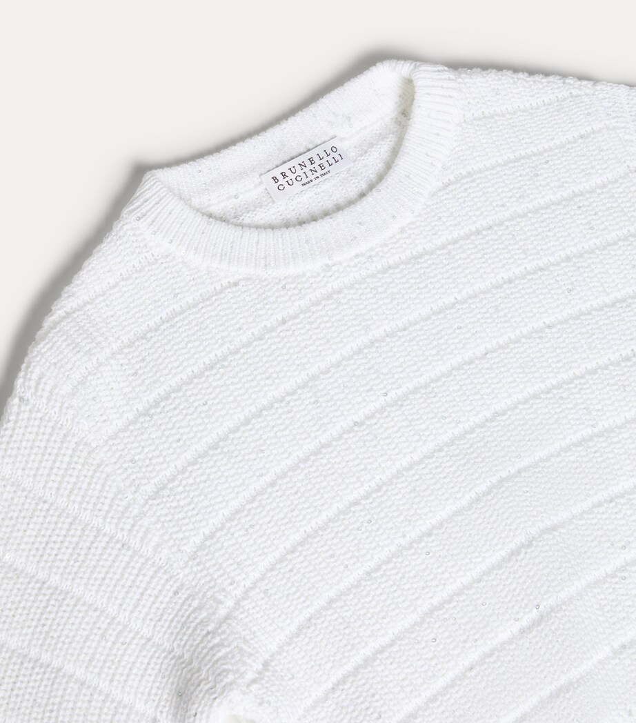 Brunello Cucinelli Kids Womens Cotton-Blend Crew-Neck Sweater (4-6 Years) Image 3