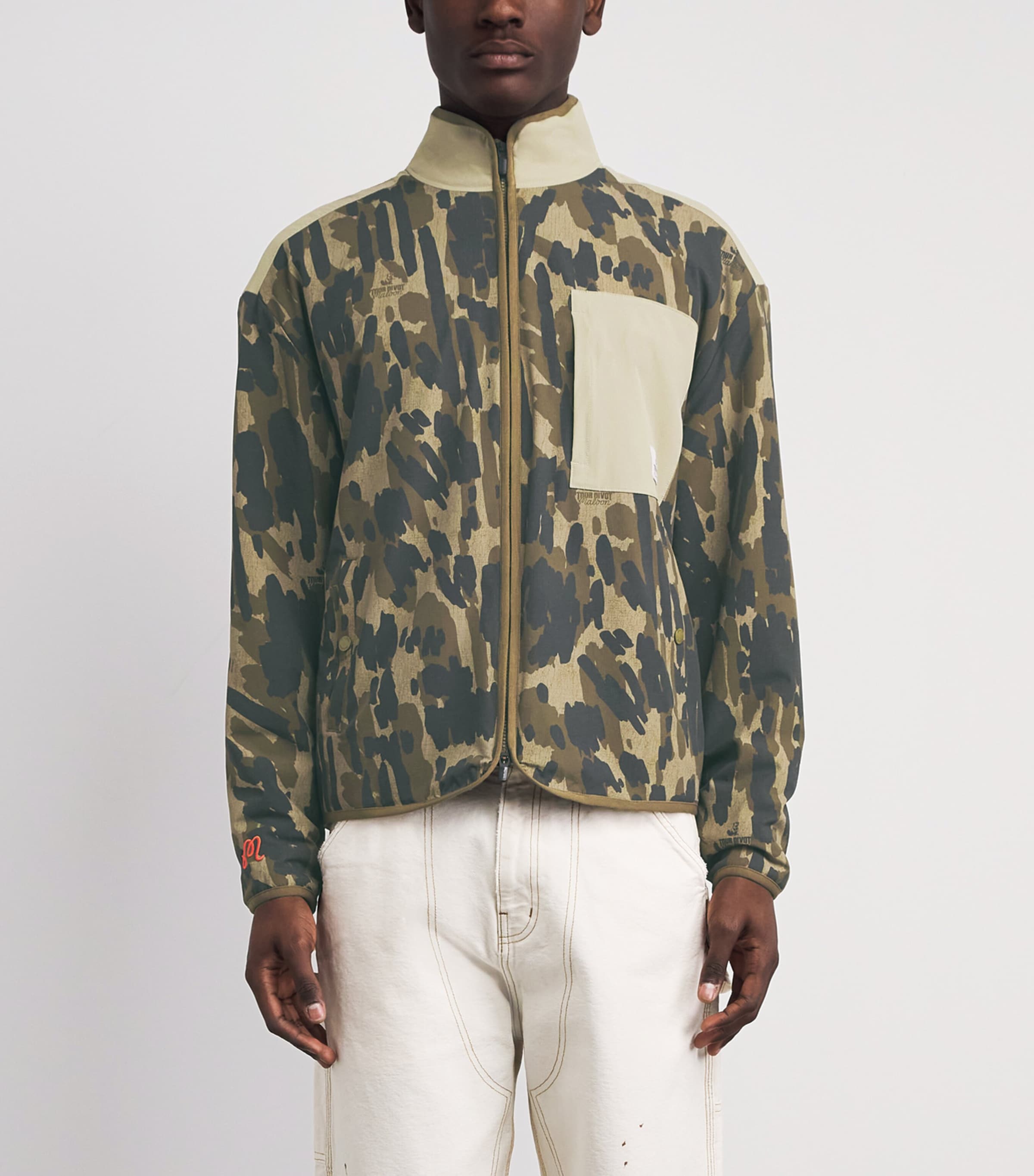 Malbon Mens Tour Divot Sherpa Jacket Bark Camo Image 4