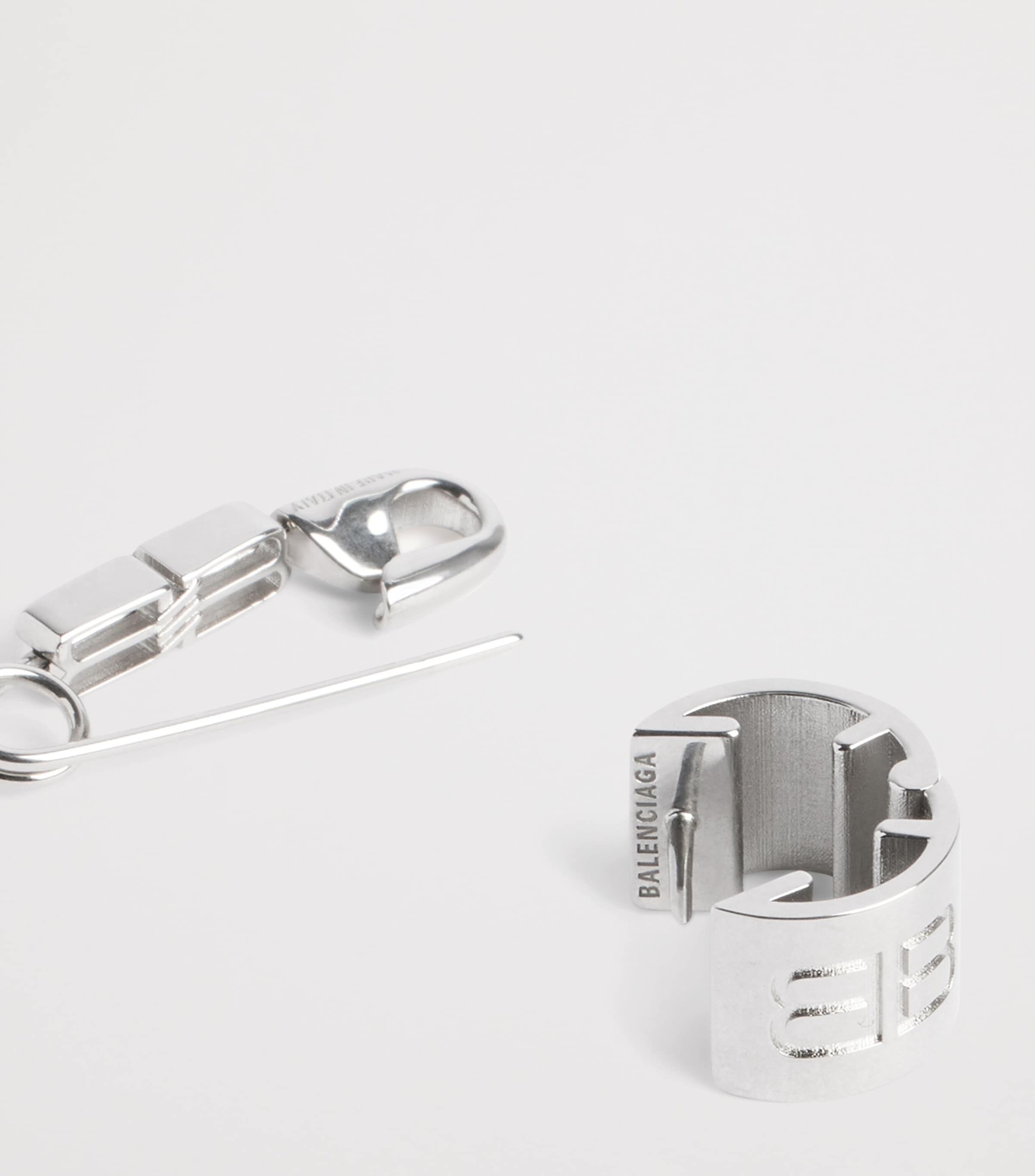 Balenciaga Asymmetric Safety Pin Earrings Image 3