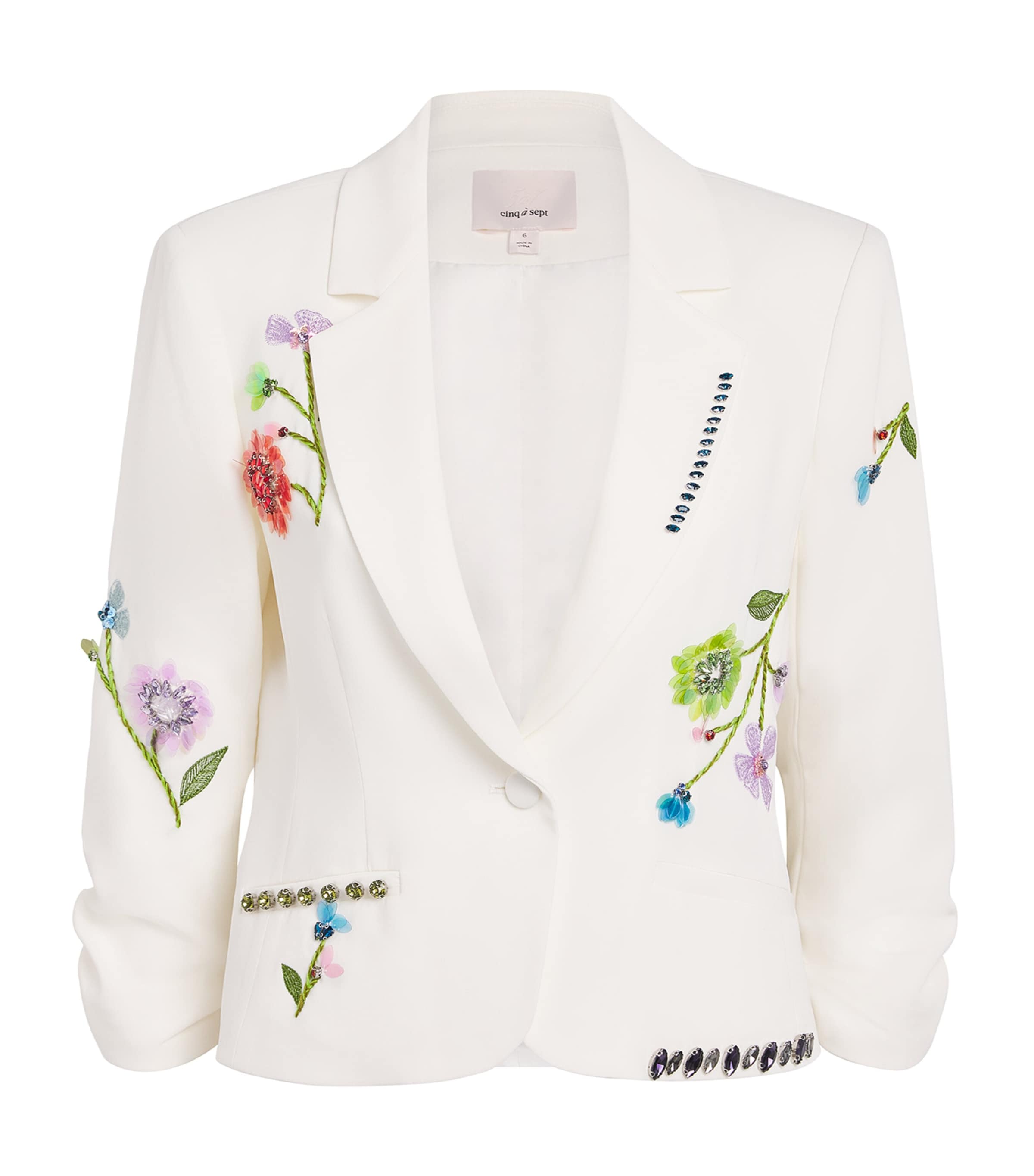 Cinq A Sept Womens Floral Vine Le Petit Khloe Blazer Ivory / Multi Image 1