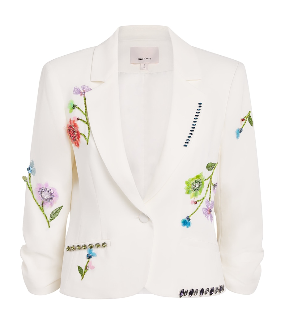Cinq A Sept Womens Floral Vine Le Petit Khloe Blazer Ivory / Multi Image 1
