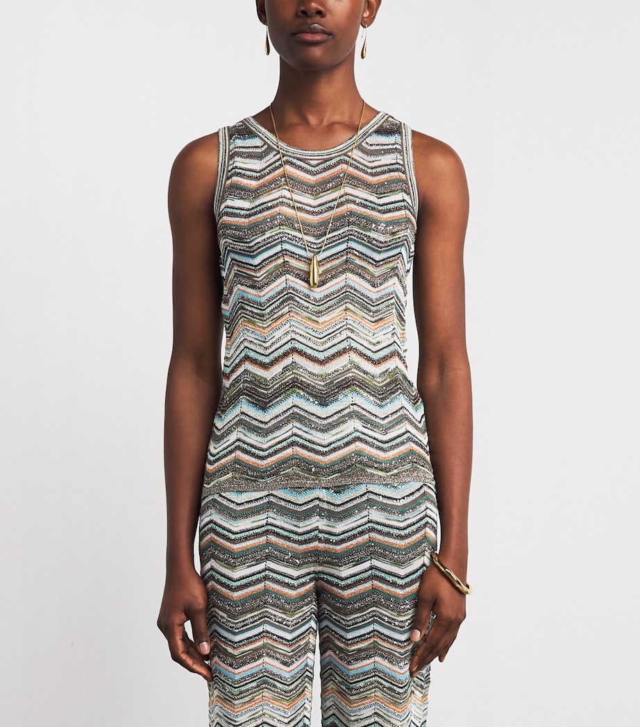 Missoni Womens Sequin Chevron Tank Top Smspo Mltclr W Bk,bn Image 4